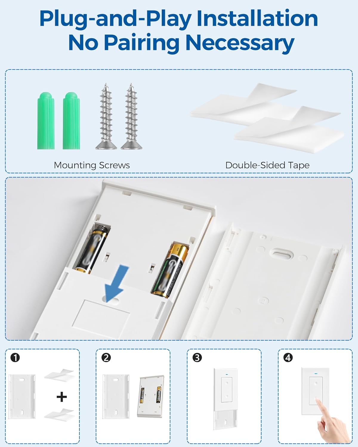 Remote Control Outlet, WILAWELS Wireless Light Switch, Removable Remote Light Switches, On Off Remote Outlet Switch for Lamps, Lights, Fan, Appliance, Expandable, 100ft RF Range, FCC Listed W05RC1106