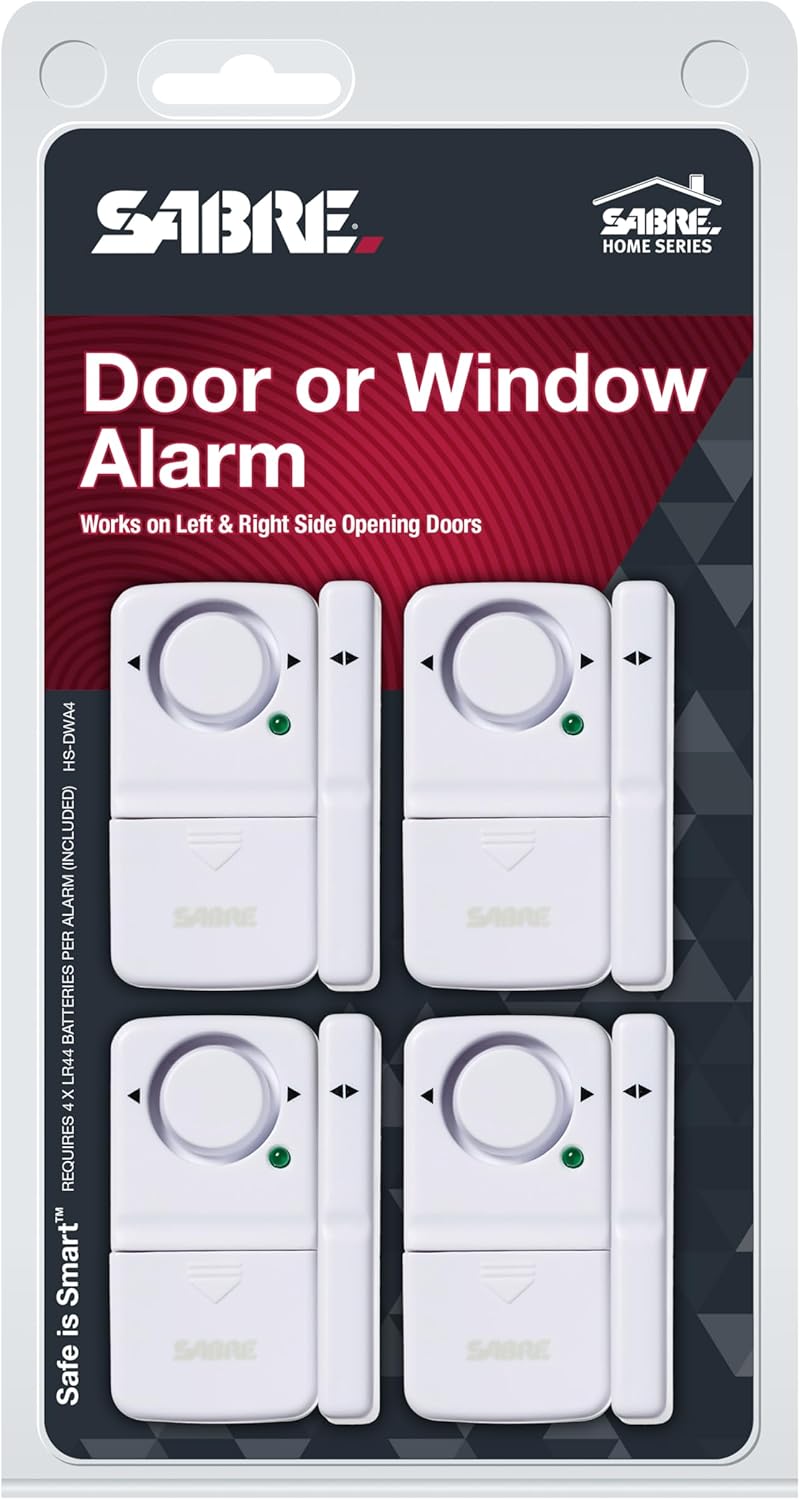 SABRE Wireless Home Security Door Window Burglar Alarm with LOUD 120 dB Siren, DIY EASY to Install