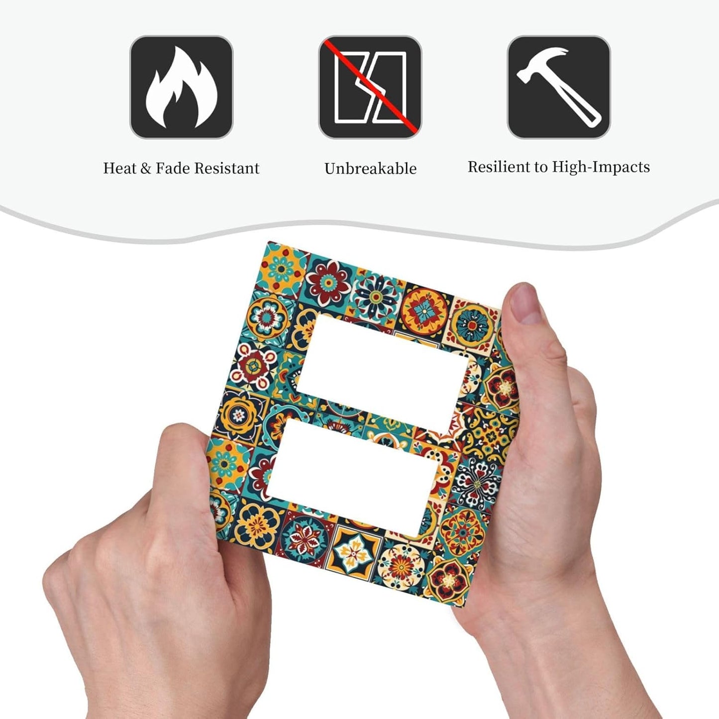 Decorative Outlet Covers Mexican Talavera Colorful Mosaic Tiles 2 Gang Double Gfci Rocker Electrical Wall Panels Light Switch Cover Plate For Bathroom Kitchen Decor