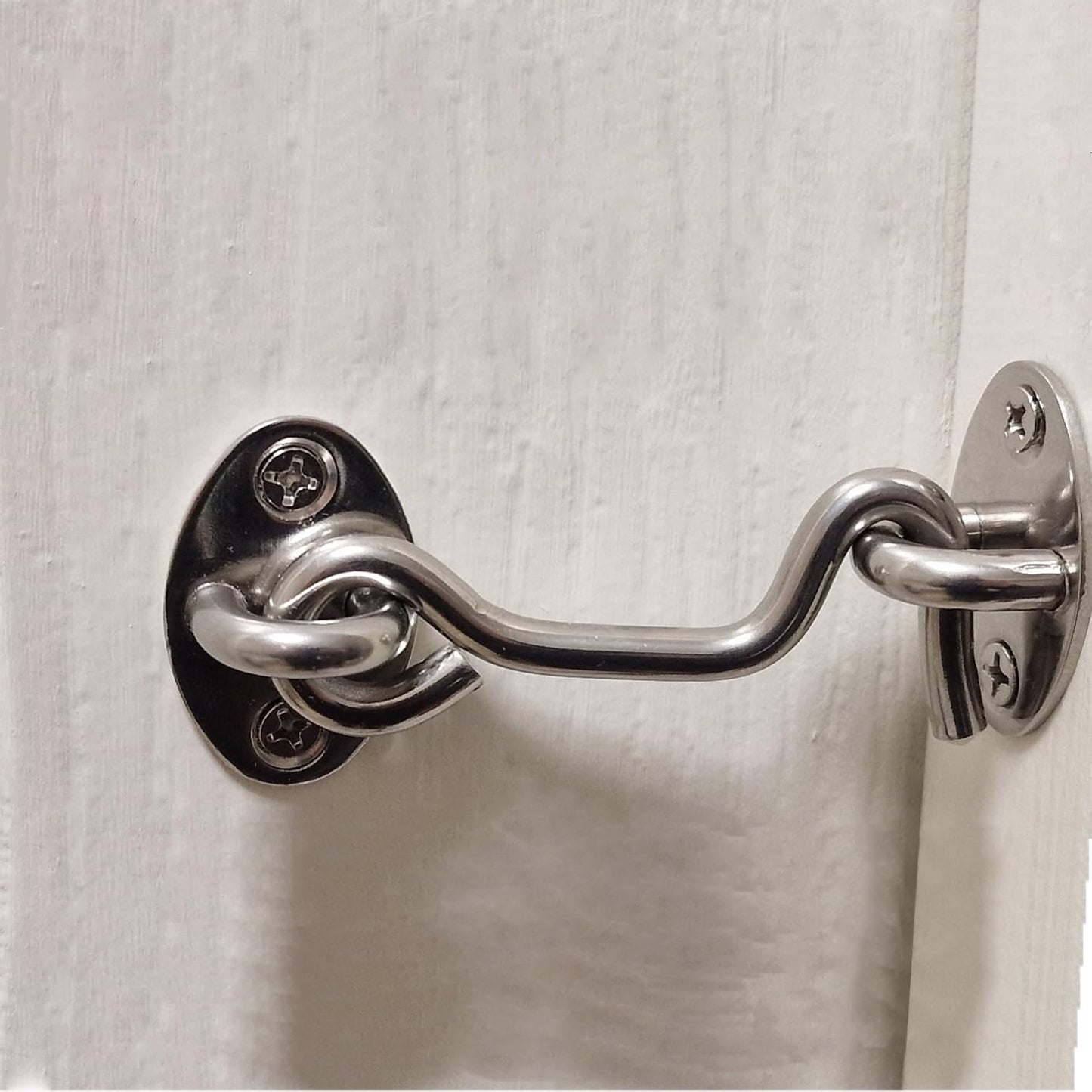 4 Pack Barn Door Latch Door Lock Hardware, Sliding Door Lock Eye Hook Latch with Screws, Rust-Resistant Metal Gate Latch, Privacy Hooks Latch for Inside Door