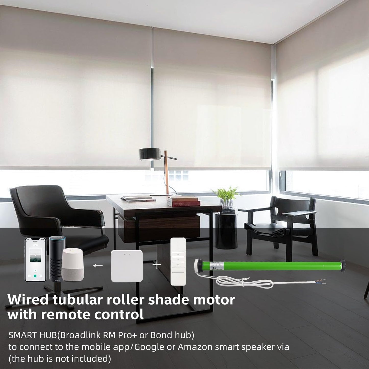 AC100-260V Wired Roller Blind Motor, DM25 Roller Shades Tubular Motor for 1-1/2"(38mm) Tube, Works with Alexa & App (Requires Smart Hub)