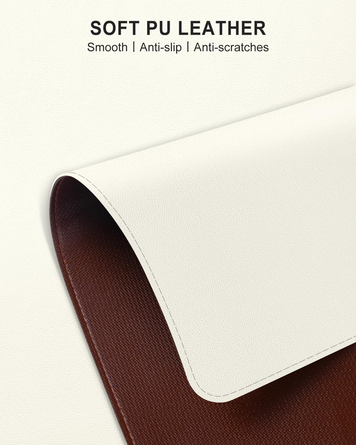 Heated Desk Pad, 23.6" x 14.2" Leather Non-Slip Warm Desk Pad, Large Mouse Mat with 3 Levels Heating & 3 Hours Auto Shut-Off, Hand and Foot Warmer for Office, Home, Apricot