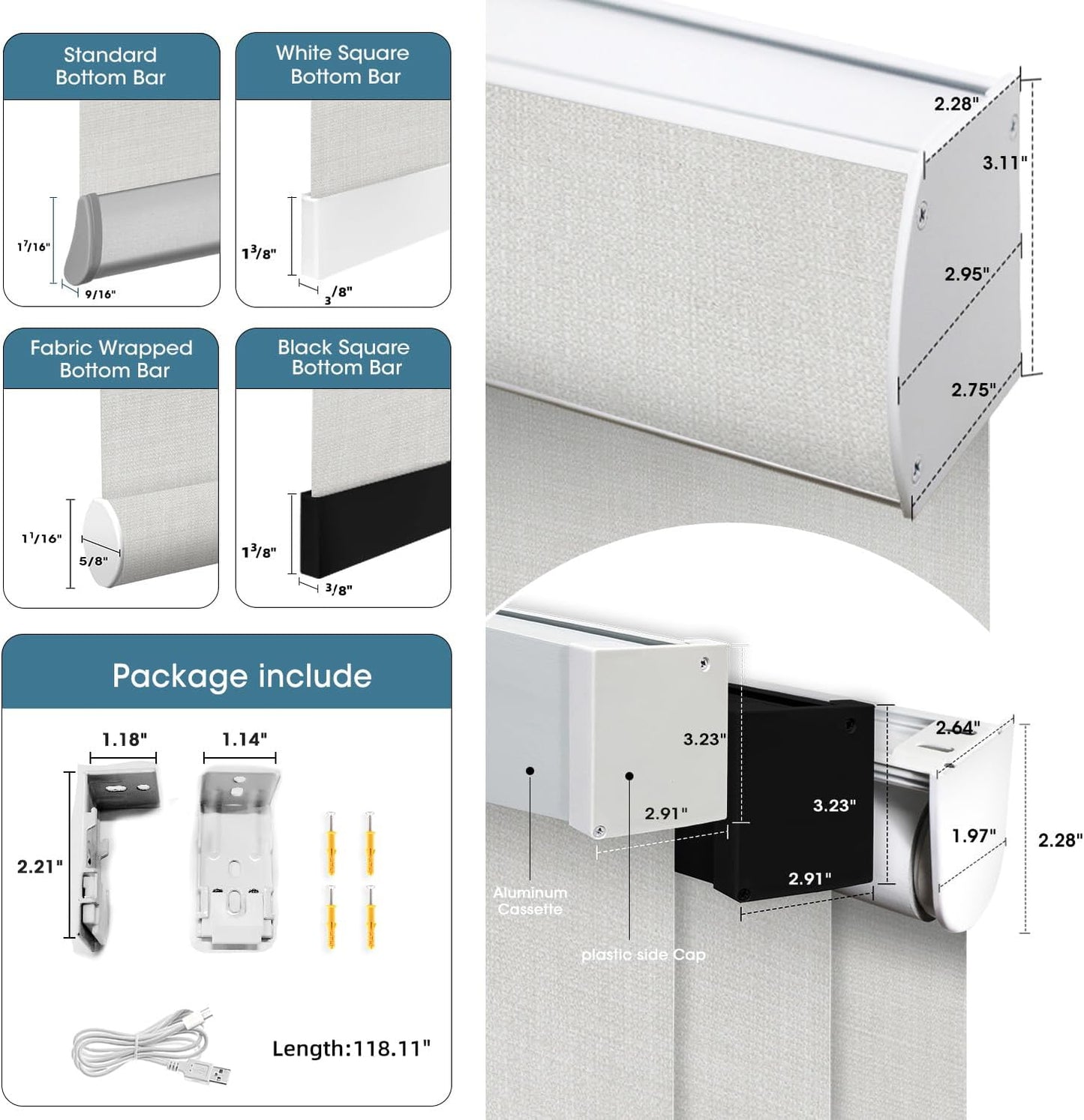 SmartWings Motorized 100% Blackout Shades Blinds, Custom Size, Cordless Window Shades with Rechargeable Battery, Work with Matter/Apple HomeKit, Alexa, Thread/Zigbee, Remote Optional, Vigor White