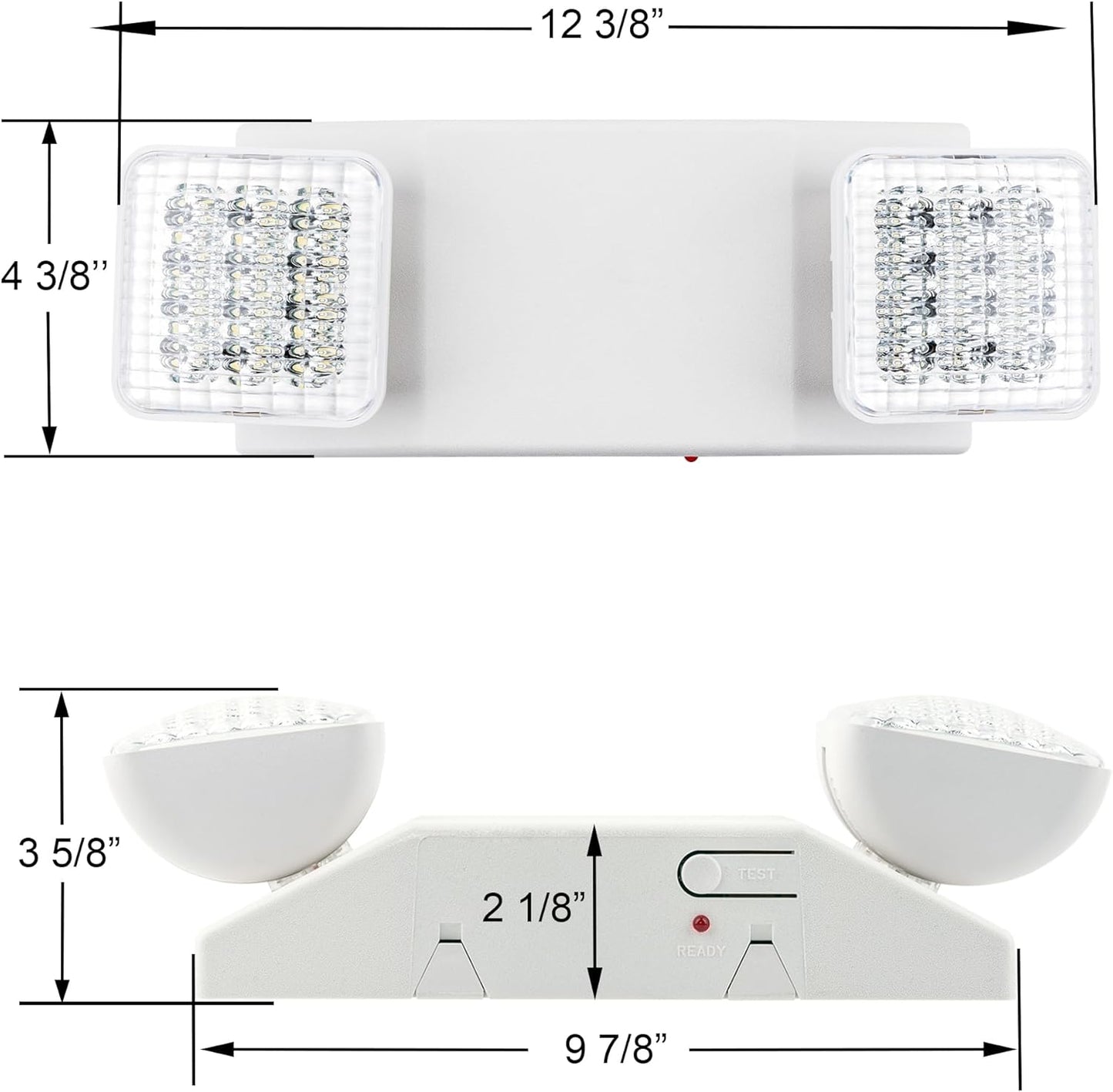 LIT-PaTH LED Emergency Lighting Fixtures with 2 LED Heads and Back Up Batteries- US Standard Exit Light, UL 924 and CEC Qualified, 120/277 Voltage, 1-Pack