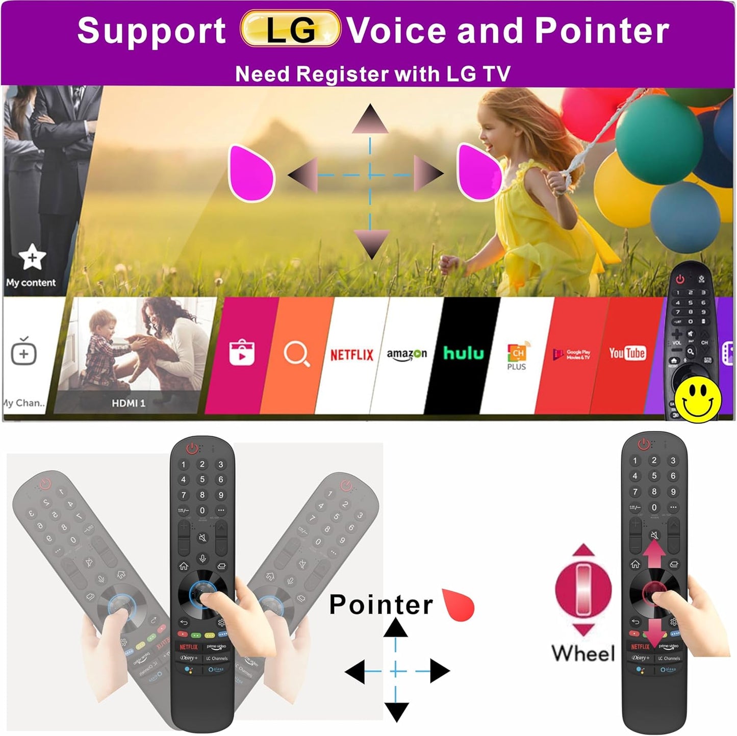 Alizen Replacement Remote Compatible with LG Remote Control for Smart TV 2024-2018 | Magic TV, Pointer, Voice Control, Bluetooth, MR18/19/20/21/22/23/24GA/GN, Alexa