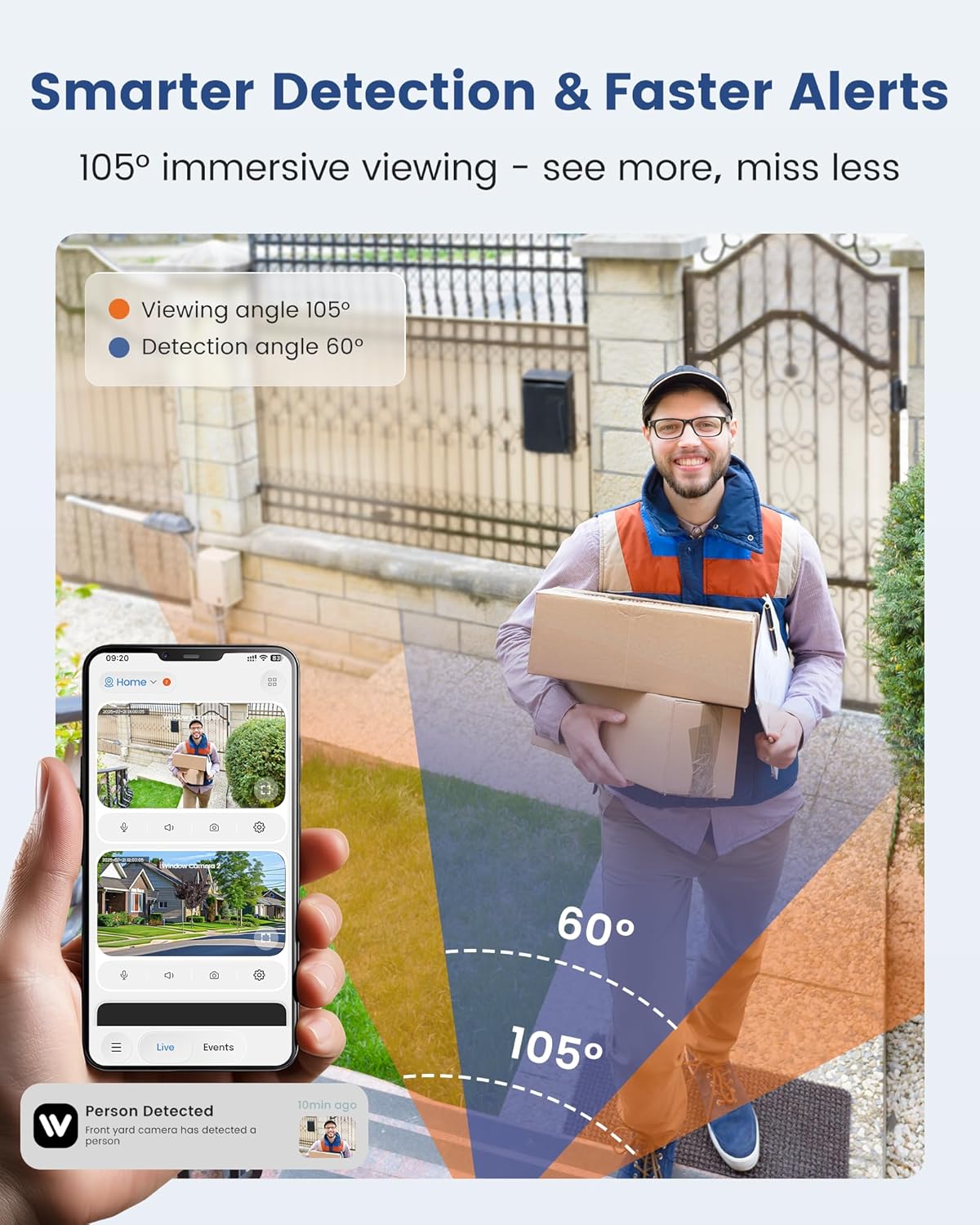 3MP 2K Window Camera, WiFi6 Indoor Camera for Home Security, with Full-Color Night Vision, AI Person/Vehicle/Motion Detection, 24/7 Recording, Easy & Quick Install, Replaces Outdoor Cameras