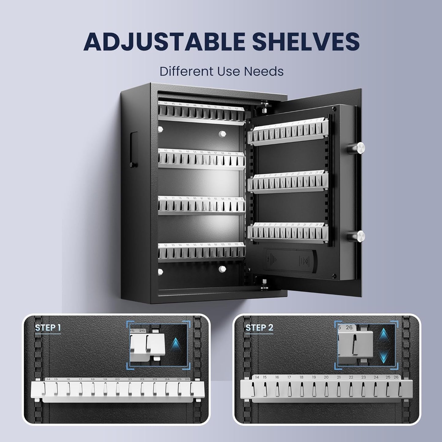 Heavy Duty 103 Keys Electronic Key Lock Box with Anti-Theft Deposit Key Slot & Key Out Tags, Key Cabinet Wall Mount with Code for Home Office