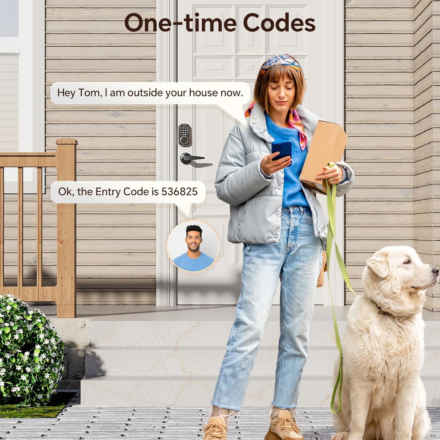 Keyless Entry Door Lock Set Smart Locks for Front Keypad Door Lock with Handle Automatic Lock One Time Password Anti Peeping Password IP54, Bronze