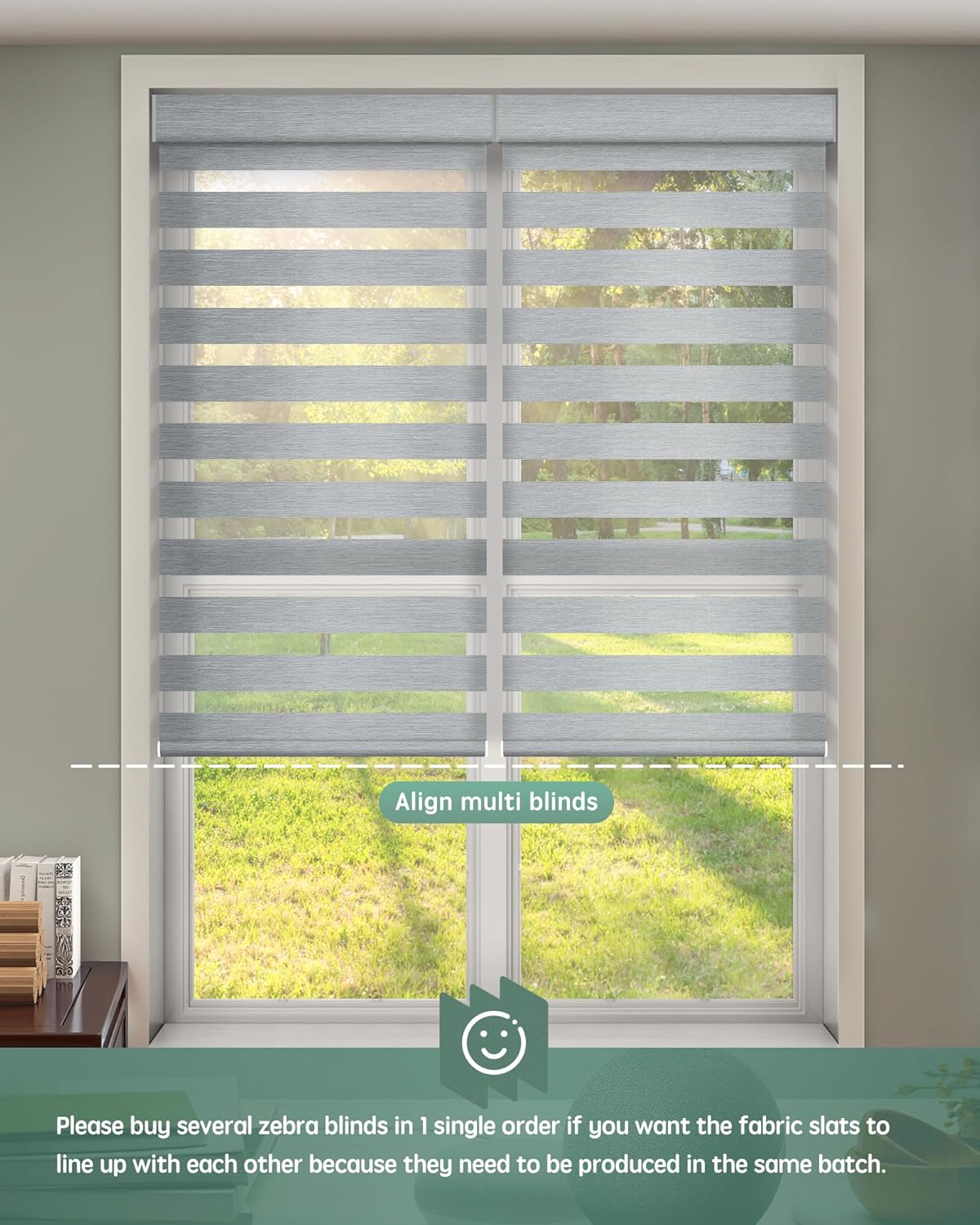Yoolax Motorized Zebra Blinds Compatible with Alexa,Motorized Blinds with Remote Smart Automatic Custom Electric Window Blinds Cordless Indoor Blackout for Home Bedroom Kitchen (Sheer Gray)