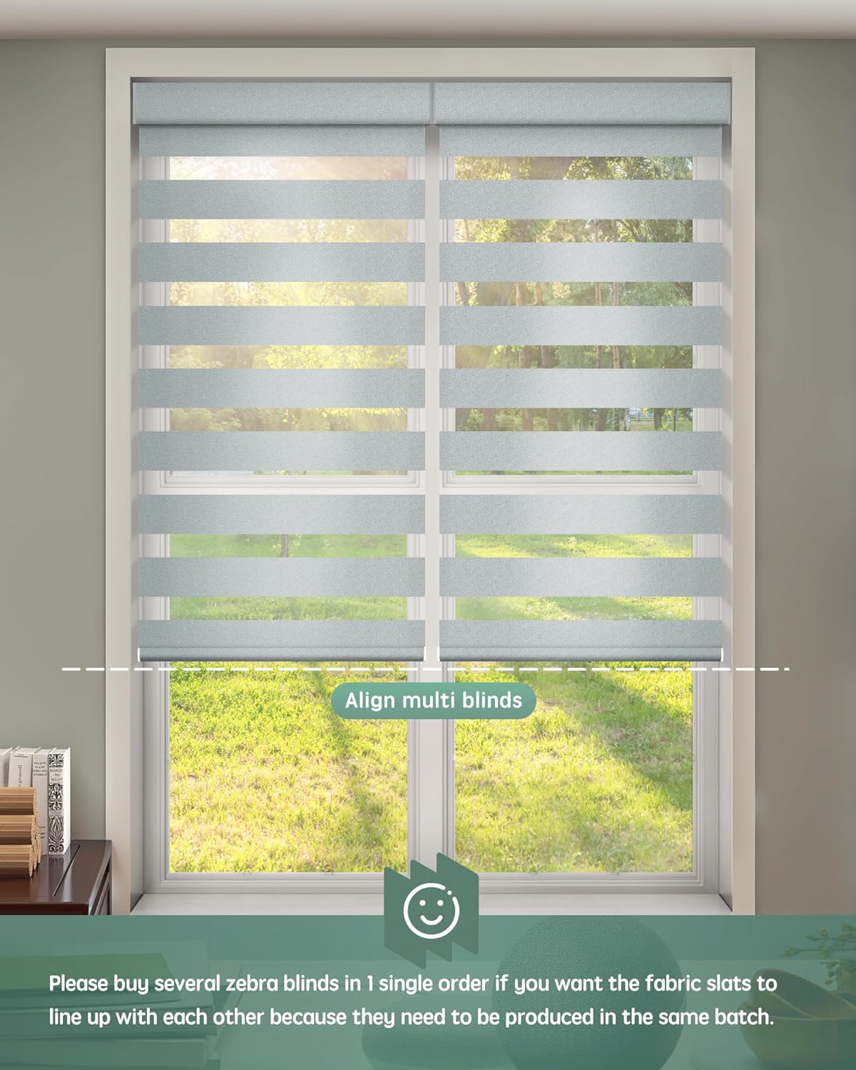 Yoolax Motorized Zebra Blinds Compatible with Alexa,Motorized Blinds with Remote Smart Automatic Custom Electric Window Blinds Cordless Indoor Blackout for Home Bedroom Kitchen (Starry Gray)