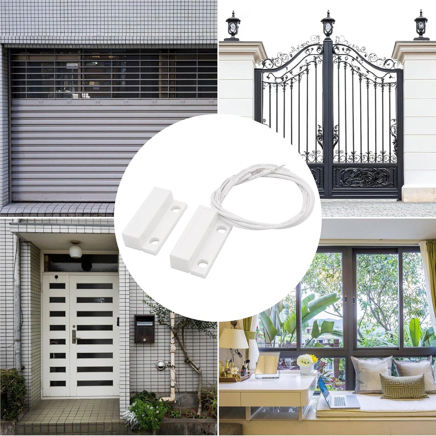 3Pcs Magnetic Reed Switch Wired Surface Mount Normally Open NO Contact Sensor Alarm Magnetic Door Switch with 2 Wires, ABS, MC-38