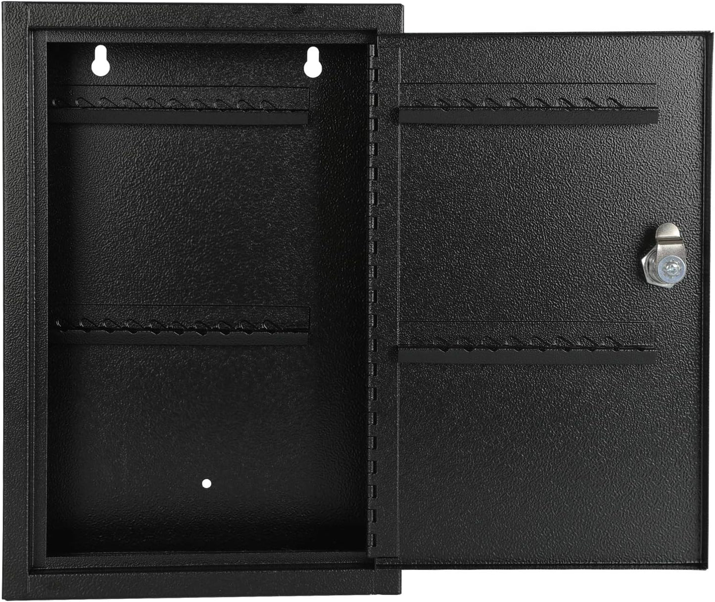 KYODOLED Key Storage Lock Box Wall Mount, Locking 40 Key Cabinet Holder Box with Key Lock, Hooks & Labels for Home, Office, Commercial Management, 2.5" D x 8.1" W x 12.1" H, Black