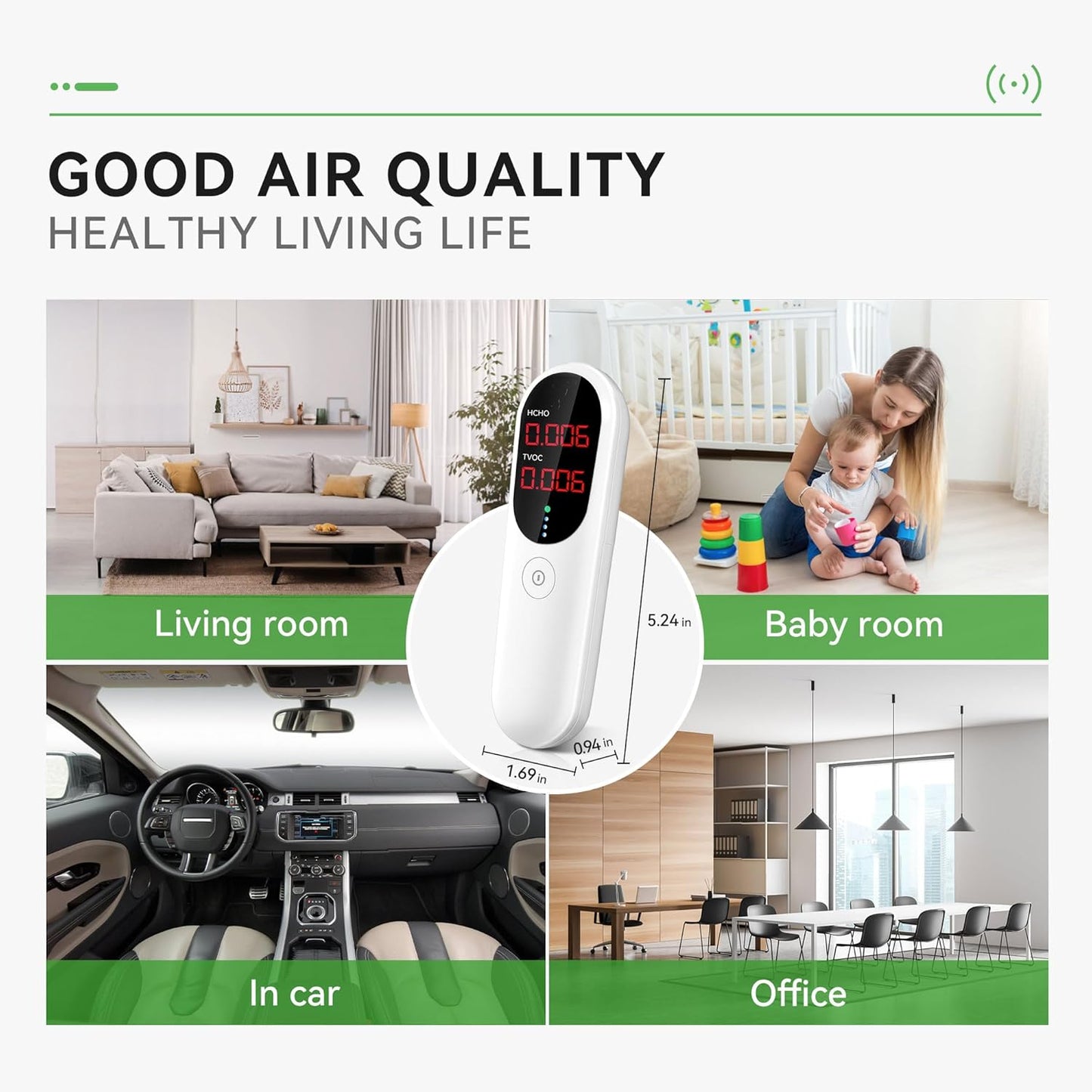 Air Quality Monitor,Indoor Formaldehyde Detector, TVOC Tester for Indoor Air Pollution Detection - Confined Space Test Air Quality for Home,Office and Various Occasion (Black)