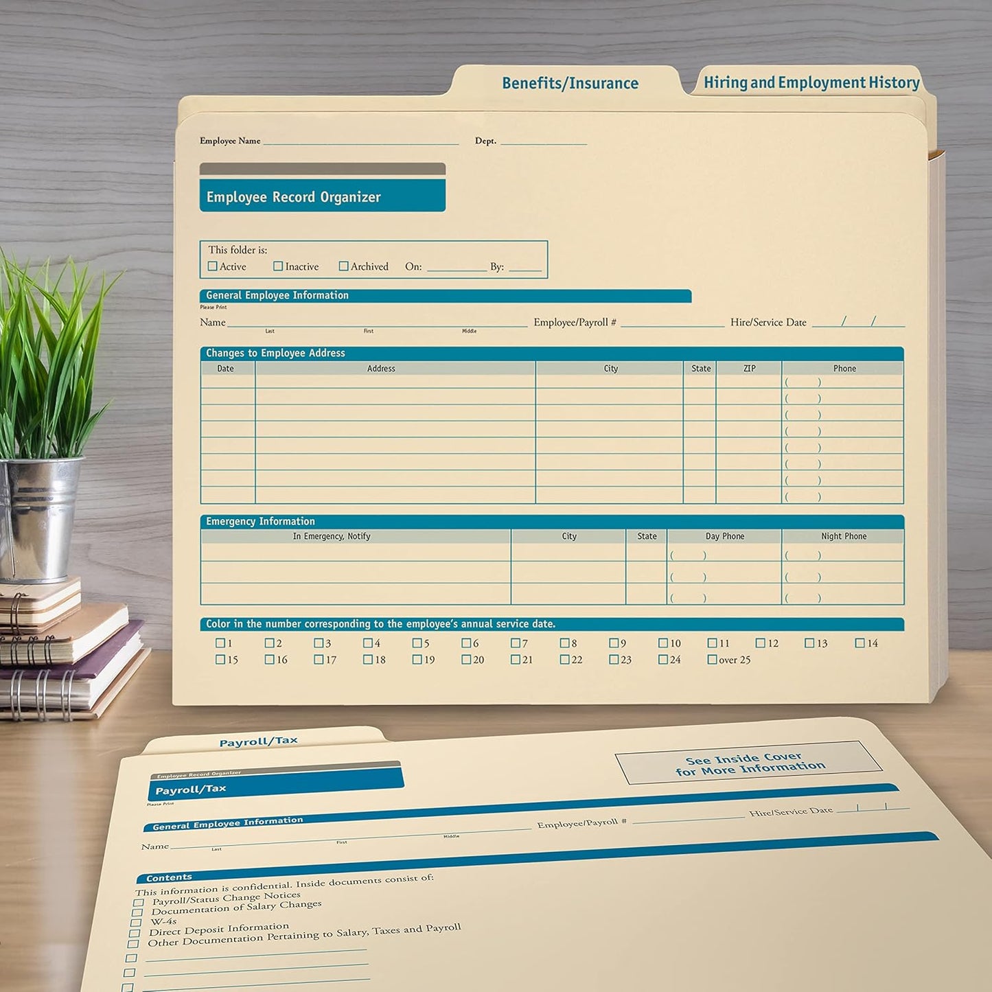 ComplyRight Employee Record Organizer 3-Folder Set | 12” x 9.5” x 1.25” | HR and Employee Management | 25-Set