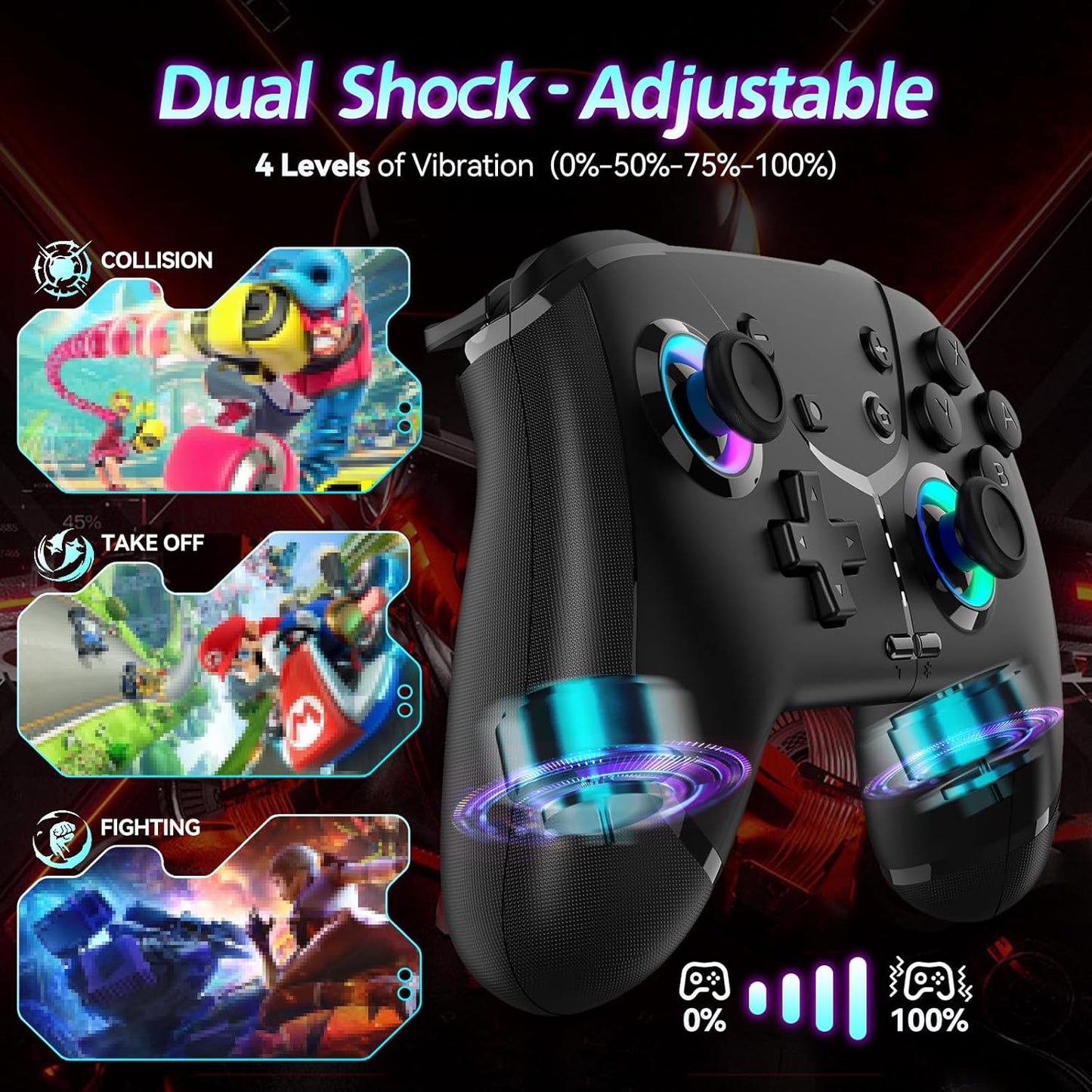 Switch Controller, Wireless Pro Controller for Nintendo Switch 2/Switch/Lite/OLED, Bluetooth controllers Compatible with iPhone/Mac/iPad/iOS/Android/Phone/PC/Steam and TV with Programming/RGB4/Vibration / 3 Turbo Modes/6-Axis/Motion