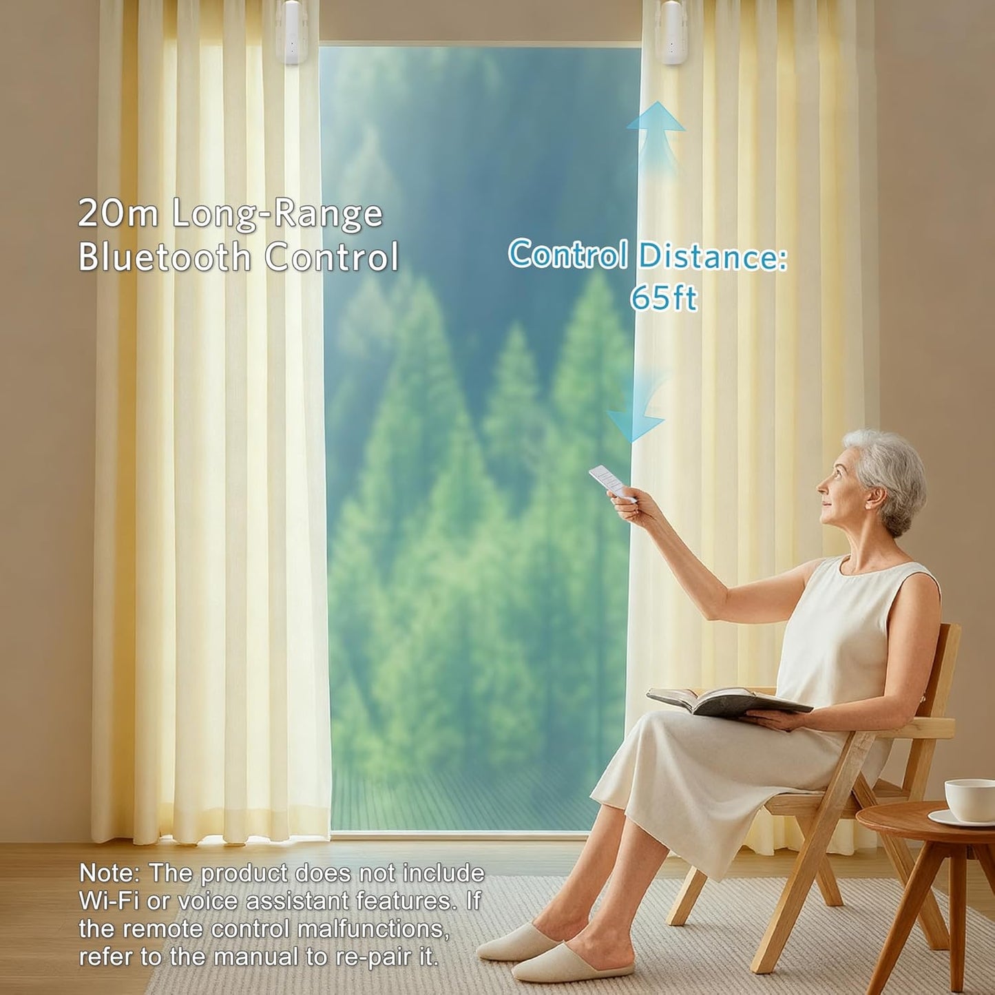 Automatic Curtain Opener Smart Motorized: 2-Pack Heavy Duty 20KG Load Electric Curtain Robot with Remote for Bedroom Living Room│6-Month Battery for Home/Office/Nursery│No WiFi Needed