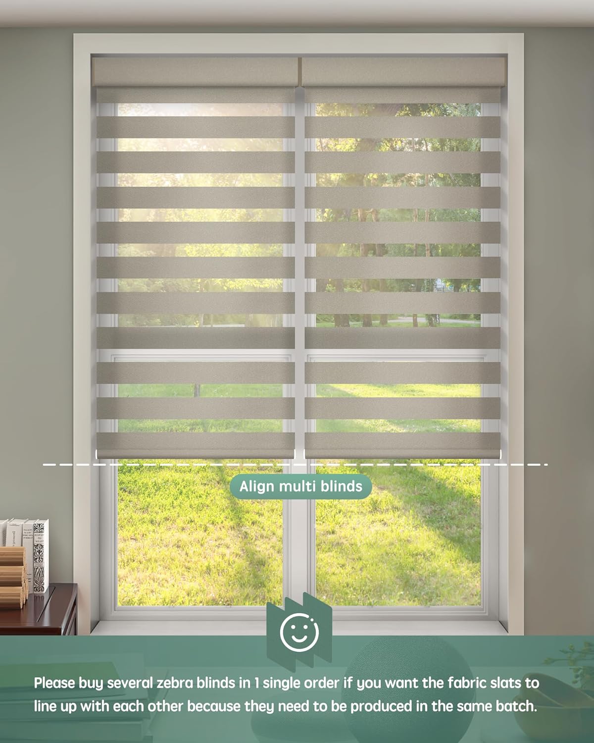 Yoolax Motorized Zebra Blinds Compatible with Alexa,Motorized Blinds with Remote Smart Automatic Custom Electric Window Blinds Cordless Indoor Blackout for Home Bedroom Kitchen (Sandy Yellow)