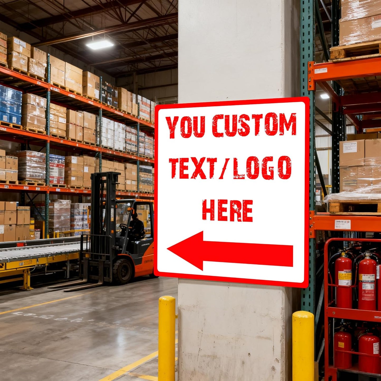 Custom Square Left Arrow Signs - 18 * 18 inches - Optional reflective,High-definition arrow, for parking lots 、 corridors、basement
