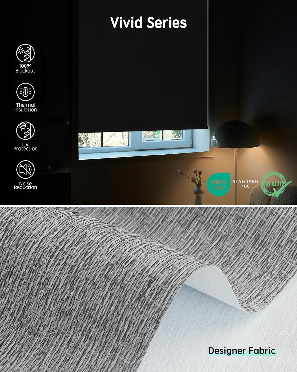 Yoolax Motorized Blinds with Remote, Smart Blinds for Windows Blackout Automatic Shades Compatible with Alexa Remote Control Roller Window Shades with Valance, Custom Size (V-Canyon Grey)