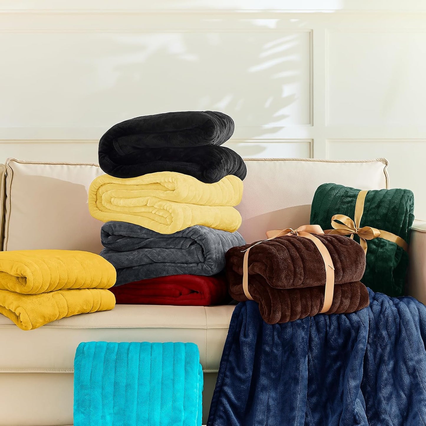 BOMOVA Heated Electric Blanket Twin Size - 62" x 84" Heating Blanket with 10 Heating Levels & 8 Hours Auto Off, Warm Flannel Blanket, Christmas Birthday Gifts for Women