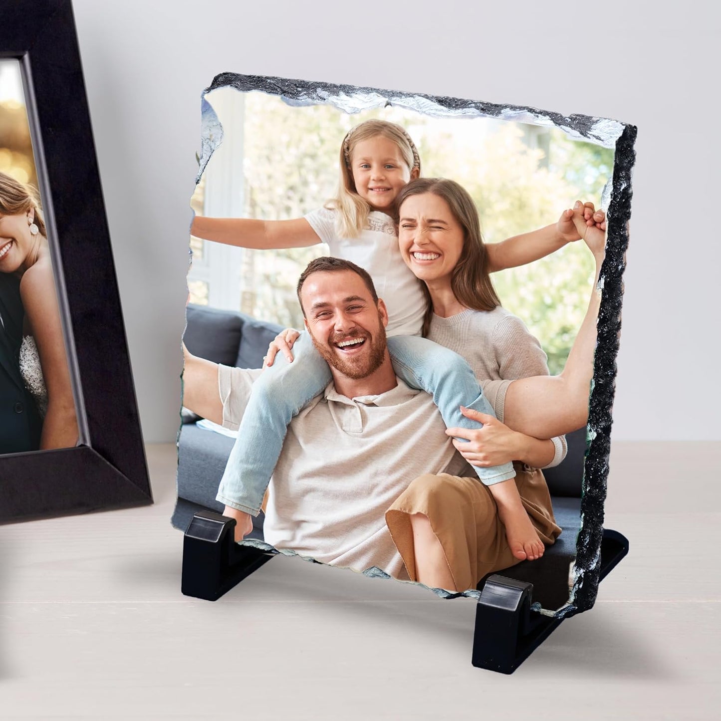 ArtPix 3D Christmas Personalized Slate Plate, Customized Xmas Photo Print Stone, Custom Picture Gift for Wife, Women, Family, Her, Him, Rock Slate Plaque Frame (Medium)