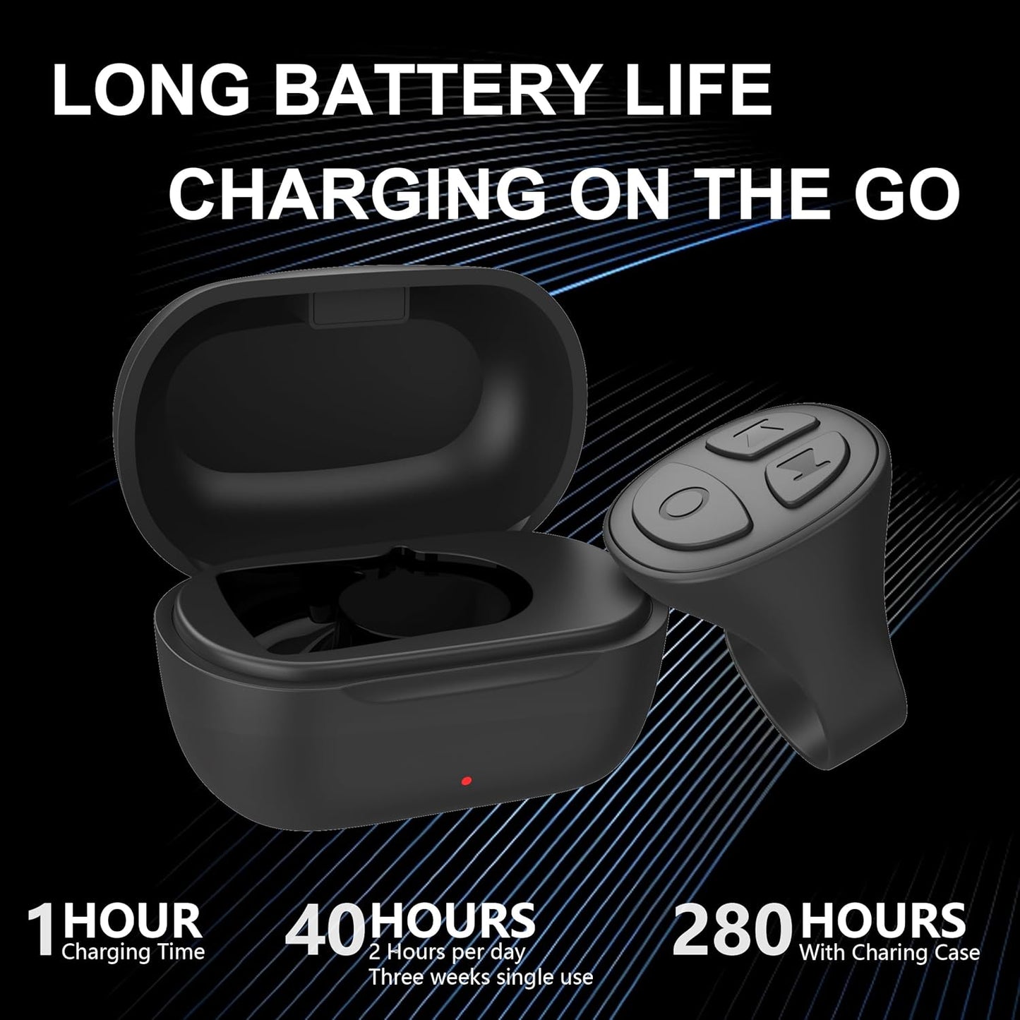 TikTok Scrolling Ring Bluetooth Camera Remote Control Page Turner for iPhone iPad Android Tablet Ebook Reading Scrolling Ring for iPhone TikTok (Graphite Black with Charging Case)