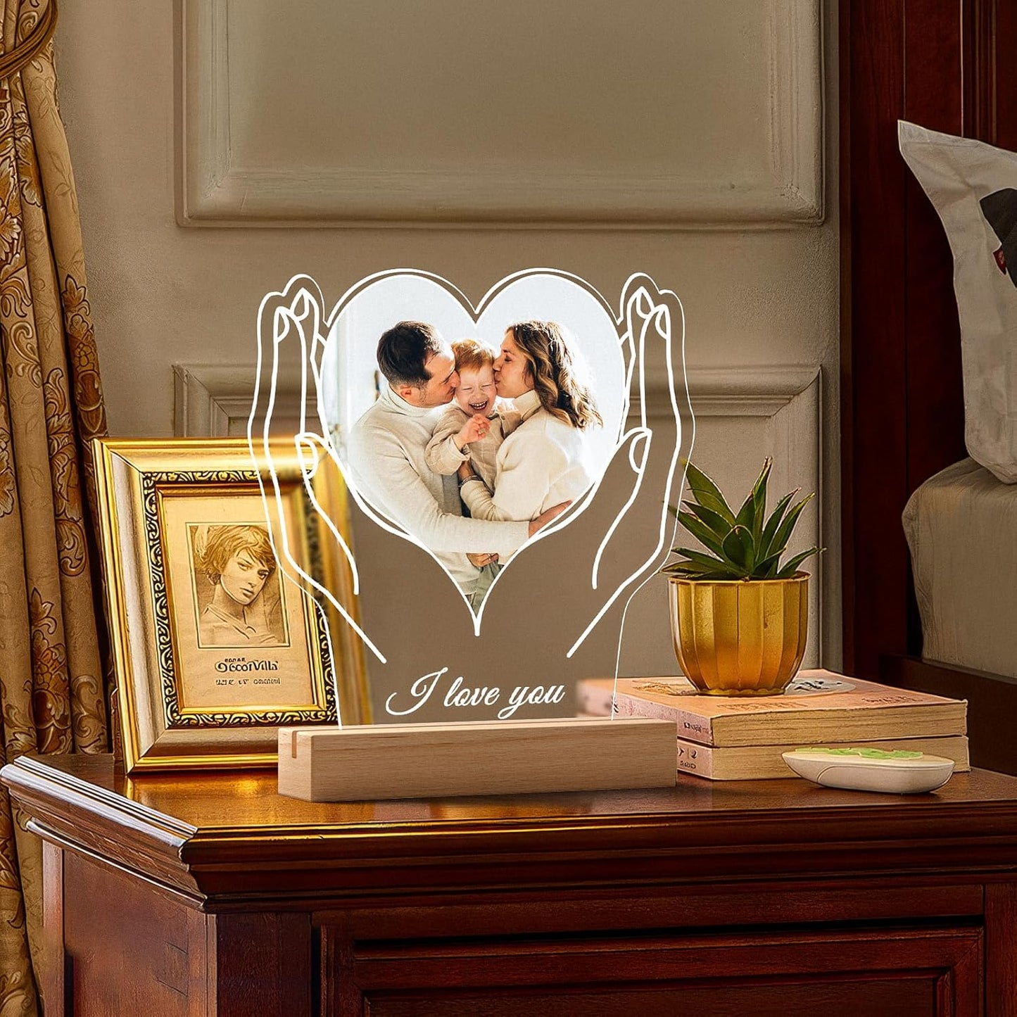 Custom Picture Frames with Photo, Customized Photo Frame, Personalized Picture Frame, Customized Birthday Valentines Day Gifts for Women Men Mom Dad Baby Kids Grandma Grandpa Family