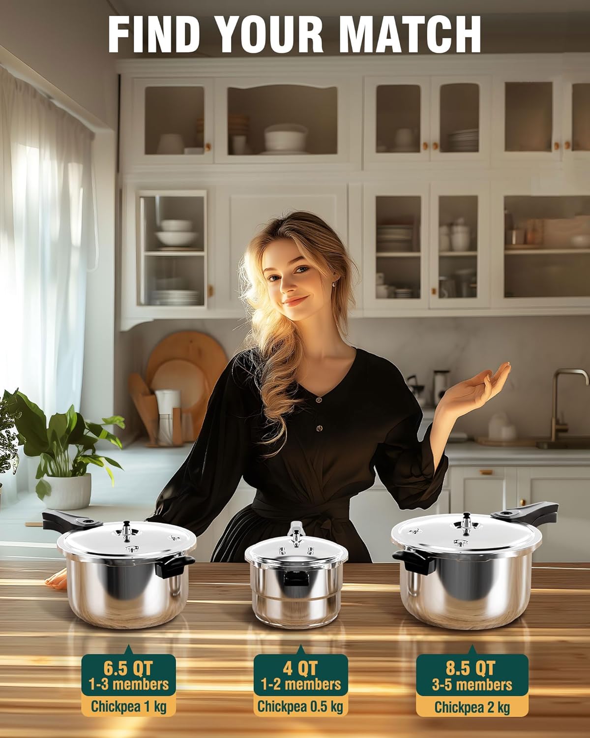 WantJoin Pressure Cooker Stainless Steel 4 Qt, Commercial Stove Top Pressure Cooker Pot Used for Pressure Foodie or Steaming, Compatible with Gas & Induction Cooker