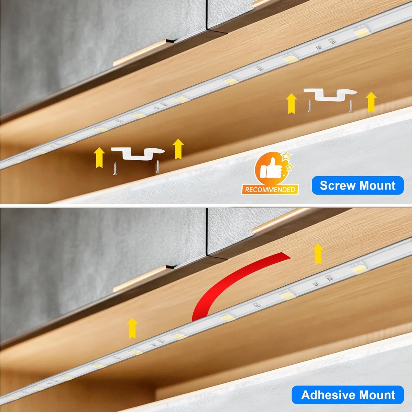 maylit Under Cabinet LED Strip Lighting Hardwired 48in, Ultra Bright Small LED Light Bar, 6000K Cool White, 110V-120V Wired Lights for Kitchen Cabinet, Counter, Workbench, Desk, Closet, Shelf, Indoor