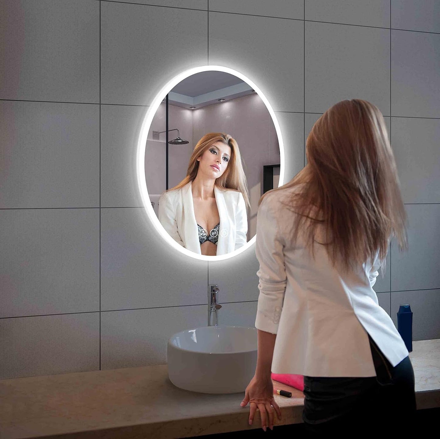 Blossom 20'' x 30'' LED Mirror for Bathroom Lighted Vanity Mirror for Wall Front Lights + Backlit LED Bathroom Mirror Anti-Fog Tempered Glass ETL Listed, Wall Mounted LED Vanity Mirror