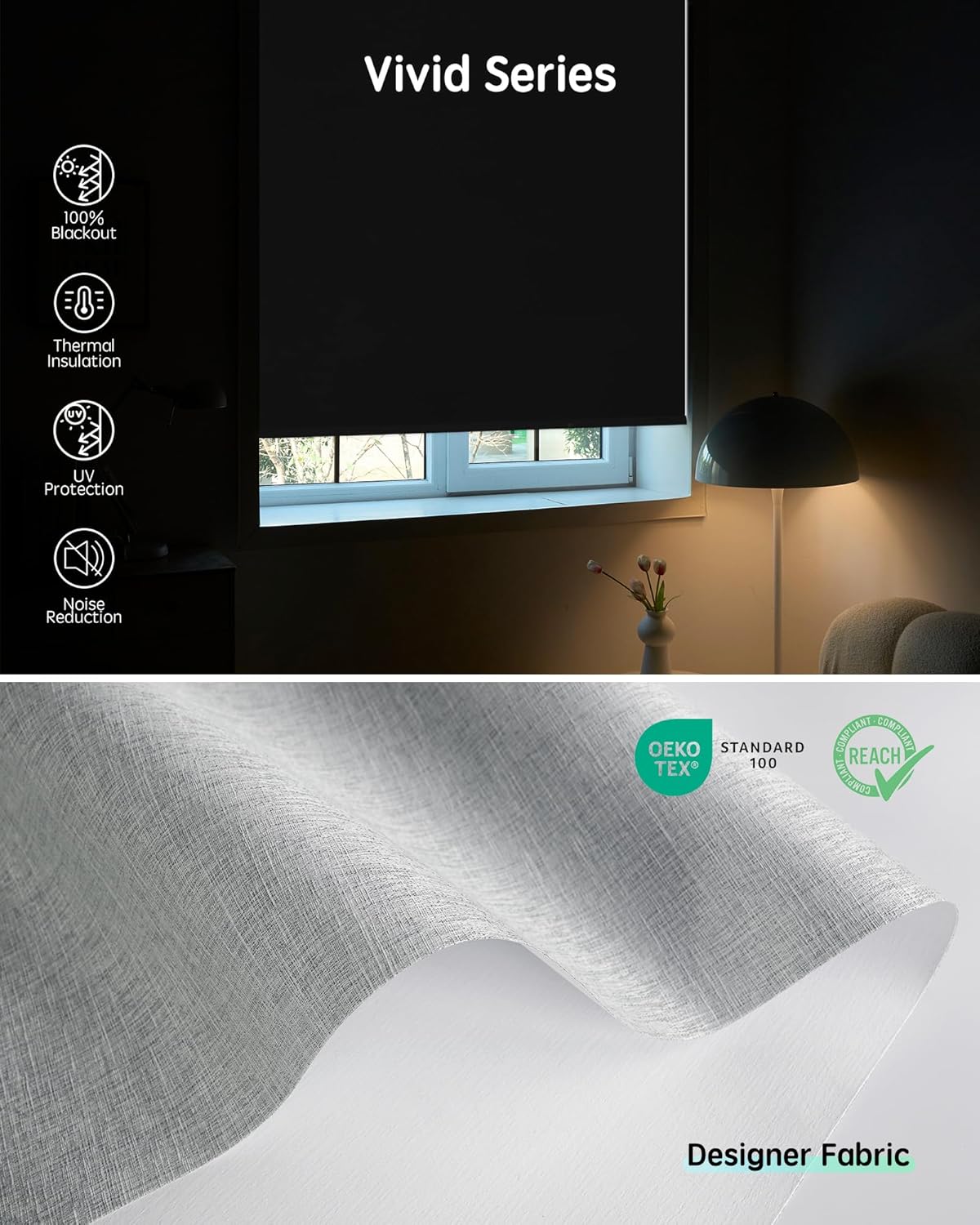 Yoolax Motorized Blinds with Remote, Smart Blinds for Windows Blackout Automatic Shades Compatible with Alexa Remote Control Roller Window Shades with Valance, Custom Size (V-Shimmer Light Jade)