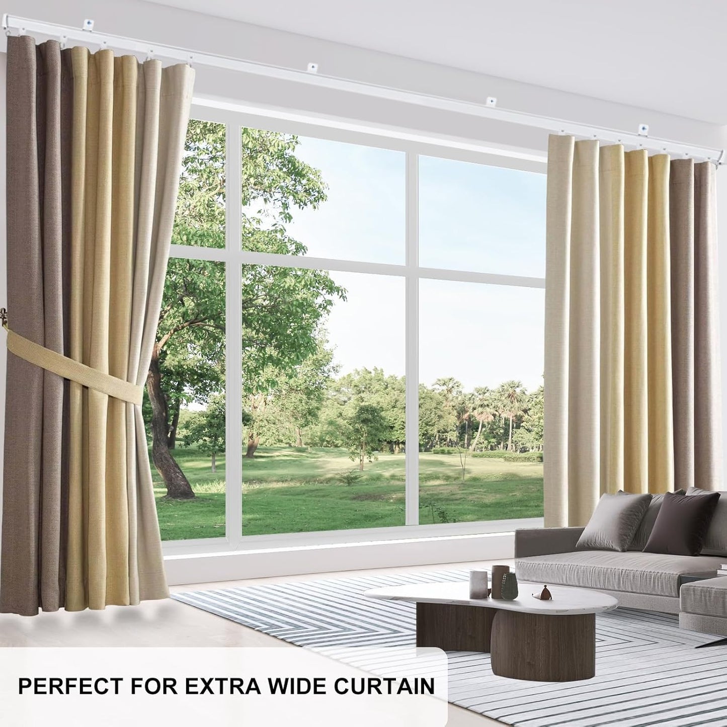 Aluminum Ceiling Curtain Track Set with Hooks Ceiling Mount and Wall Mount Room Divider Sliding Curtain Tracks Rods Flexible Heavy Duty Curtain Rail Hook Sets, White,18FT