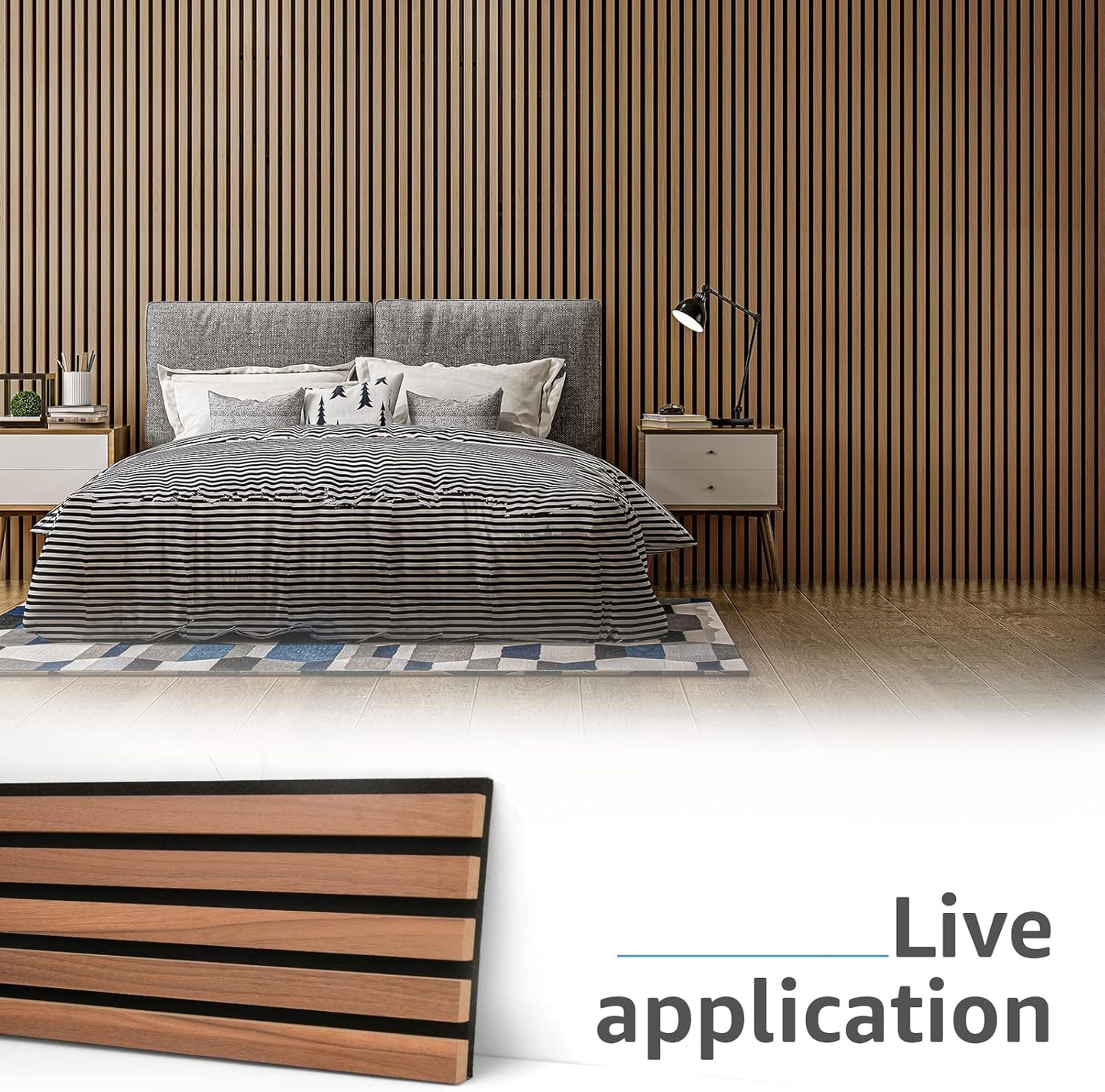 Art3d 4-Piece Wood Slat Acoustic Panels for Stylish Decor and Noise Reduction, 3D Textured Panel for Ceiling and Wall, Walnut
