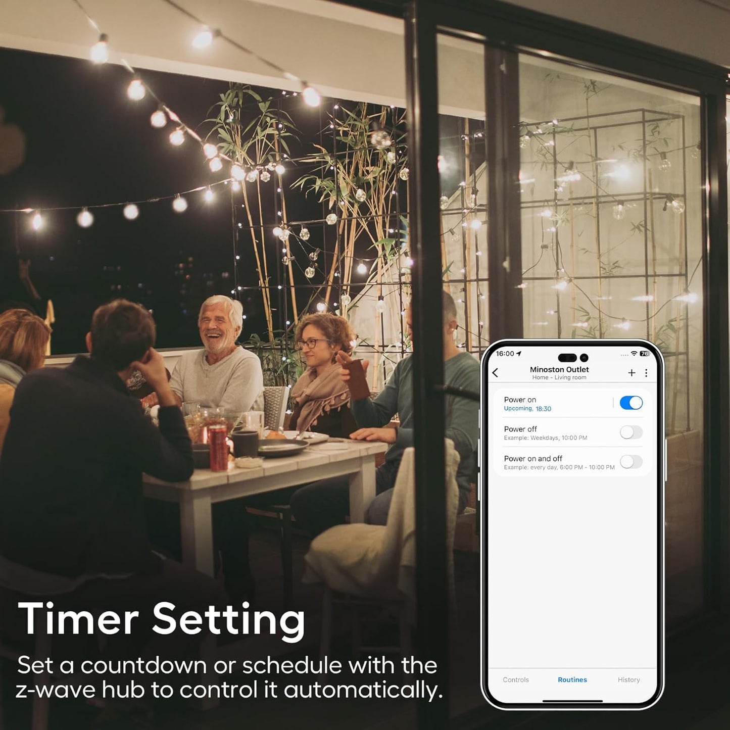 Minoston Zwave Outlet Plug, 800 Series Outdoor Z-Wave LR Smart Plug, On/Off Switch, Z Wave Hub Required, IP65 Weather-Resistant Waterproof, Built-in Repeater, Compatible with SmartThings Black (MP22Z)