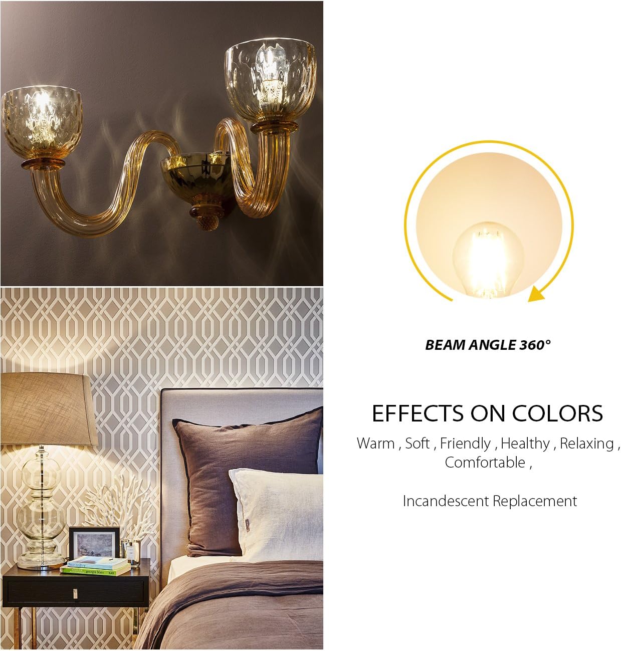 LVWIT G14 LED Filament Globe Bulb 4.5W(60W Equivalent), Dimmable 2700K Warm White Light E26 Screw Base, Decorative Edison Light Bulb, UL-Listed(12-Pack)