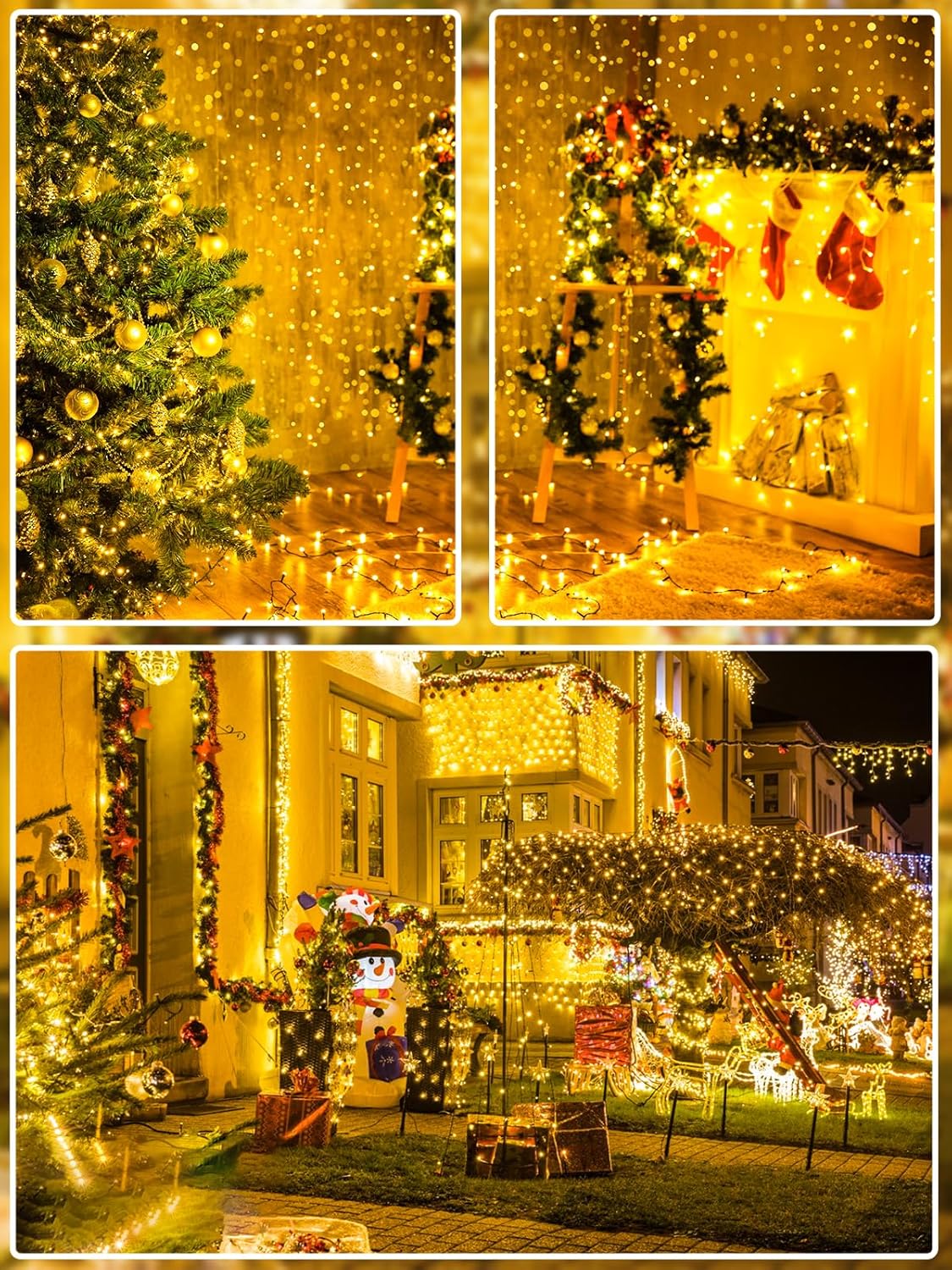 Super-Long 165FT 500 LED Christmas Tree Decor String Lights Indoor Outdoor, 8 Modes & Timer & Memory Function, Waterproof Fairy Lights- for Xmas Tree, Holiday Party, Garden Decorations (Warm White)
