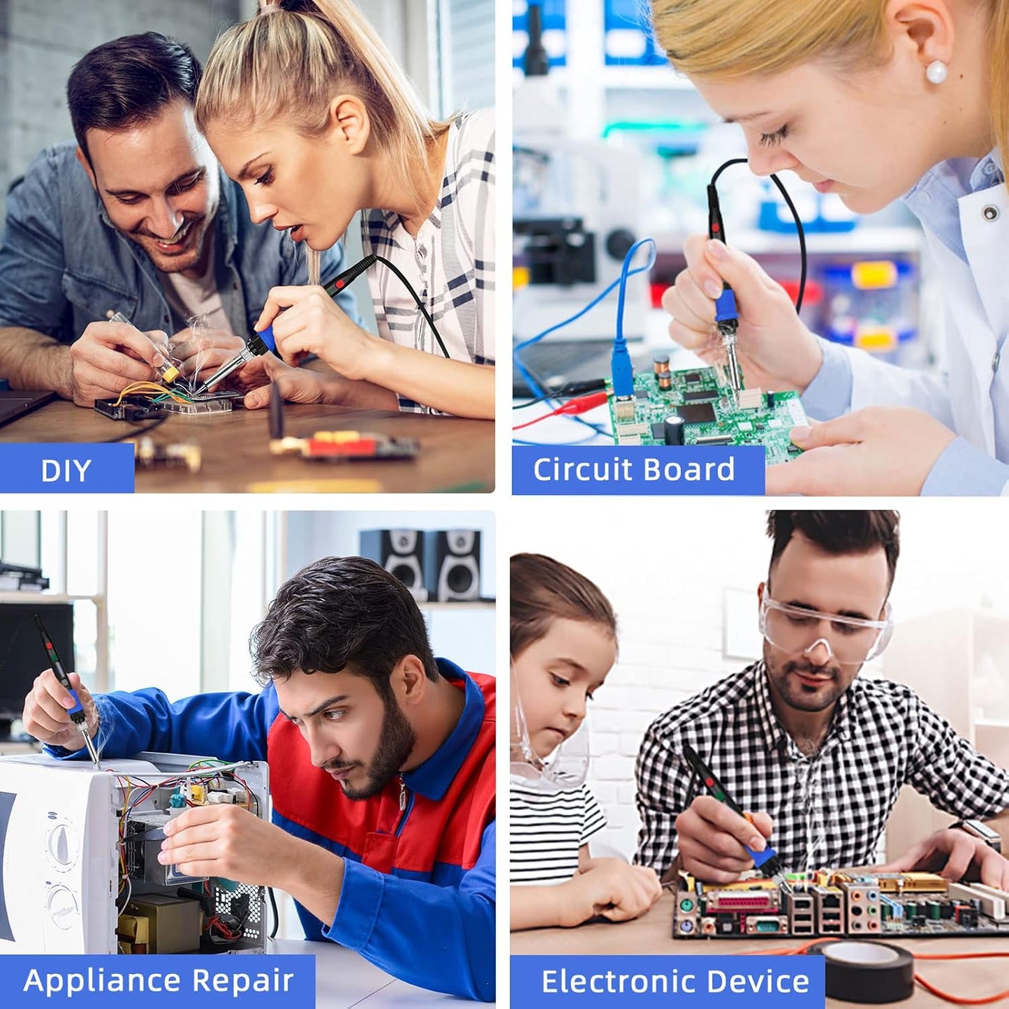 Soldering Iron Kit, 90W LED Digital Solder Iron Kit with Ceramic Heater, 110V Welding Tools with Smart Temperature Control, Auto Sleep, Temp Calibration, C/F, Accurate 176β-896β