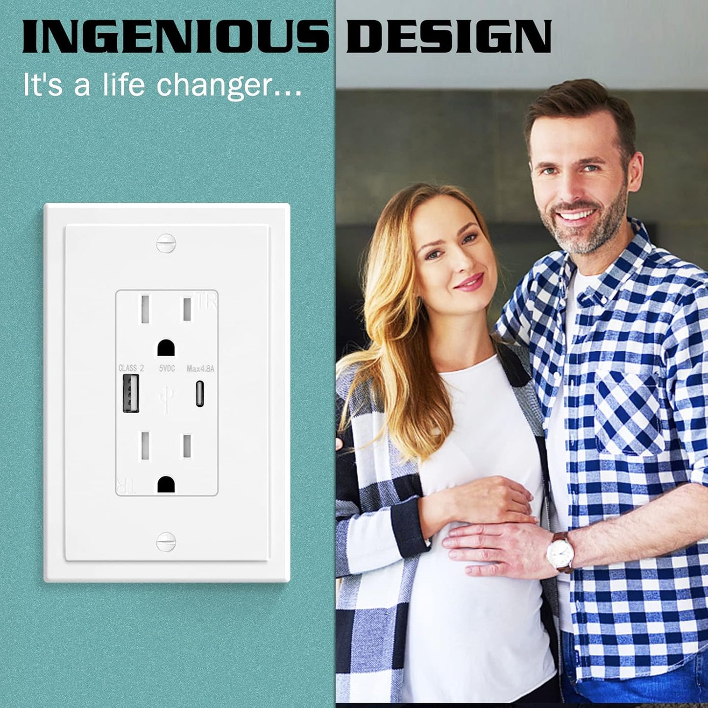 1-Gang Modern Edge Decorative Wall Plate Cover Switch Outlet Single Decorator Electrical Faceplate for Light Switches, Smart Switch, GFCI, Dimmers, Receptacle, USB Outlet (10 Pack, Single Decorator)