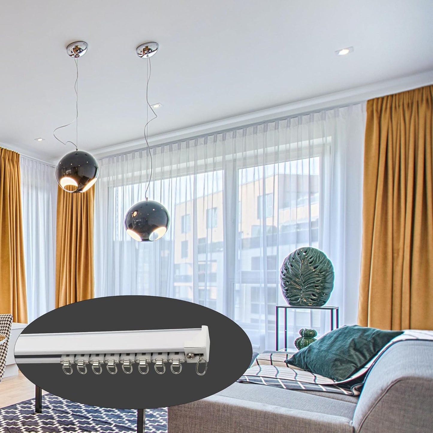 Curtain Track for Ceiling or Wall, Heavy Duty Aluminum Alloy with Smooth Sliding, Easy to Install, White, 3ft To 9ft