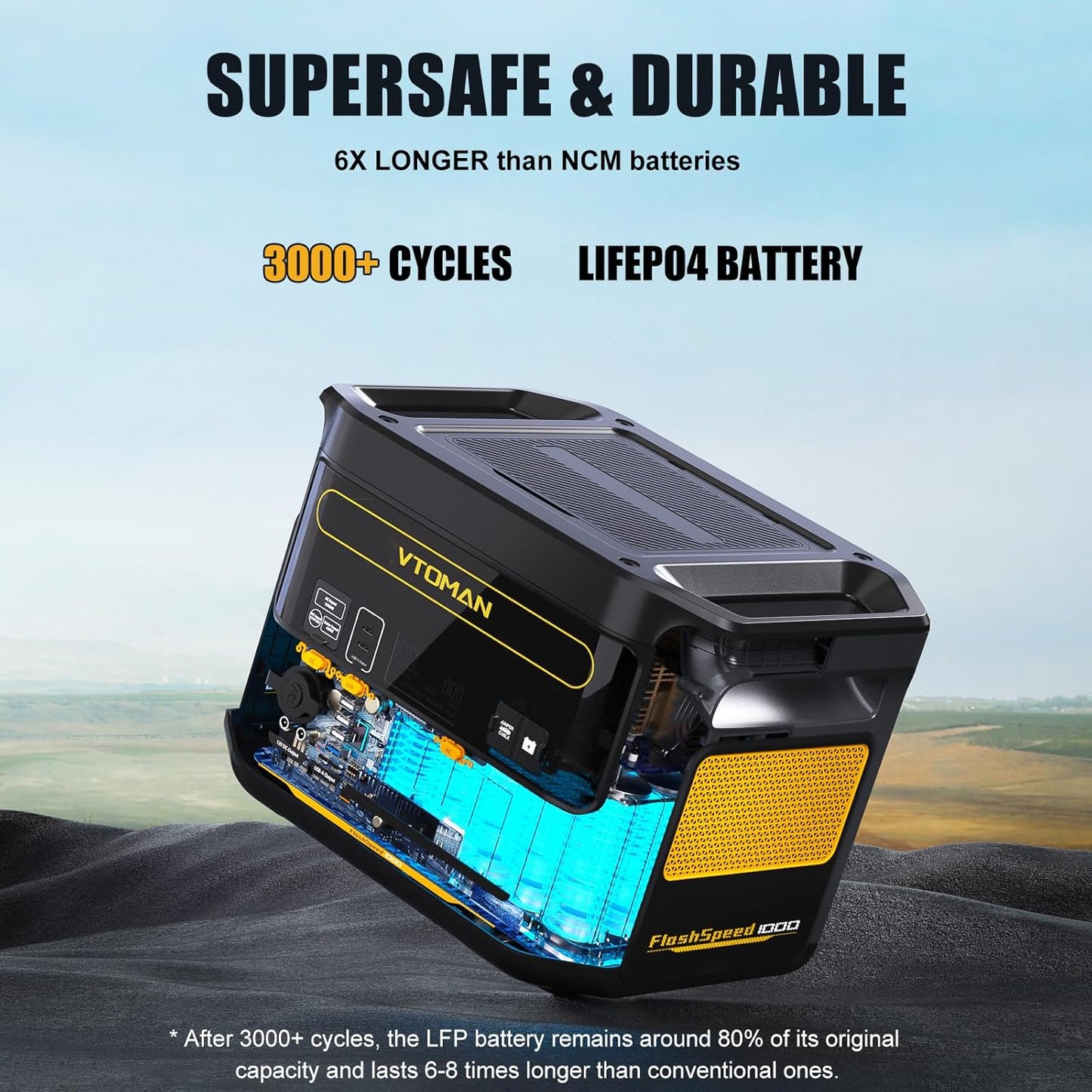 VTOMAN FlashSpeed 1000 Portable Power Station with 110W Solar Panel - 828Wh/1000W(2000W Peak) Solar Generator with LiFePO4 Battery, 100W USB-C, 60 Min Fast Charging 0-80% for Camping, Backup, RV