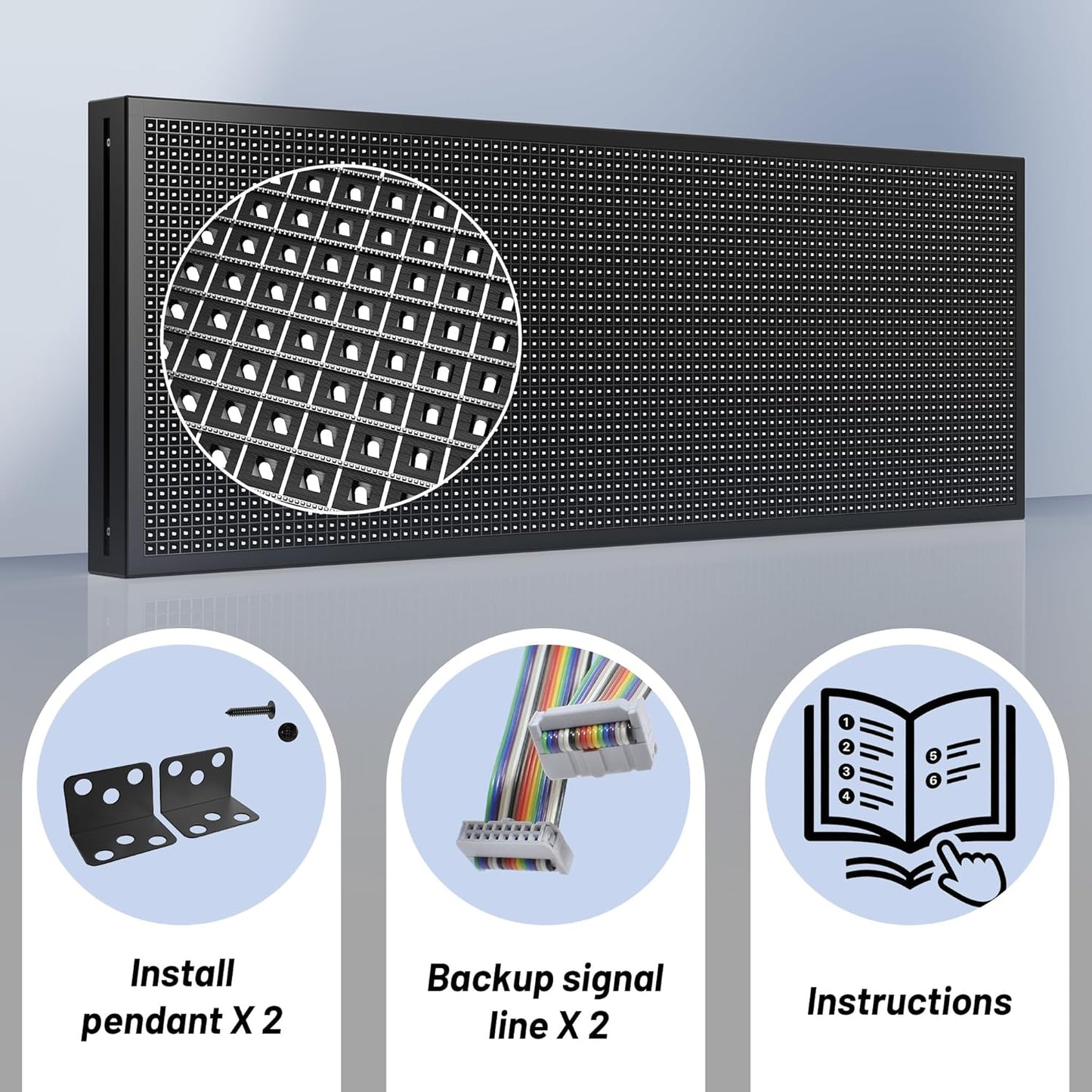 Kochenkore P10 Programmable LED Sign, 39"x14" Scrolling Display, Waterproof Outdoor Digital Signage with WiFi Control, Indoor RGB Advertising Message Board for Business & Store Signs