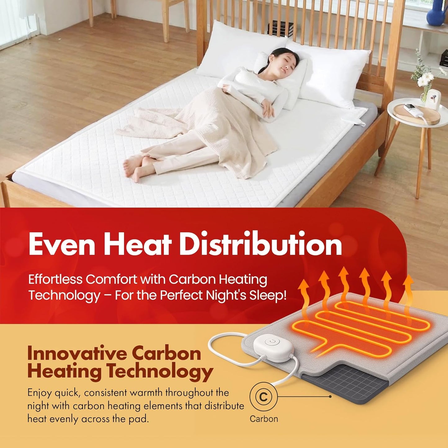 GML Premium Tencel Triple-Layer Heated Mattress Pad, Machine Washable, 15-Hour Auto Shut-Off, 5 Heat Settings, Timer, Smart Controller, Electric Mattress Pad & Bed Warmer - Twin Size, 71x35