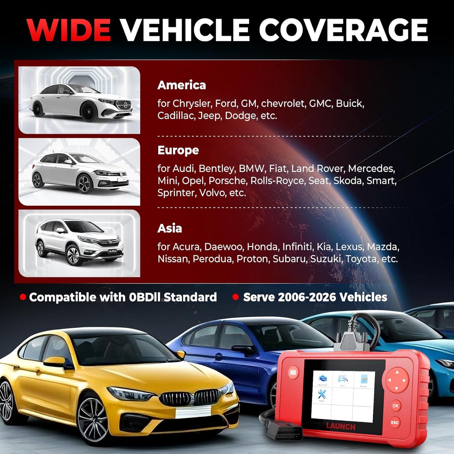 LAUNCH Creader VII+ V2.0 OBD2 Scanner, 2026 New Engine/Transmission/ABS/SRS Diagnostic Scan Tool With Oil Reset/Throttle Adaption/SAS Relearn, Check Engine Code Reader, Full OBD2, Lifetime Free Update