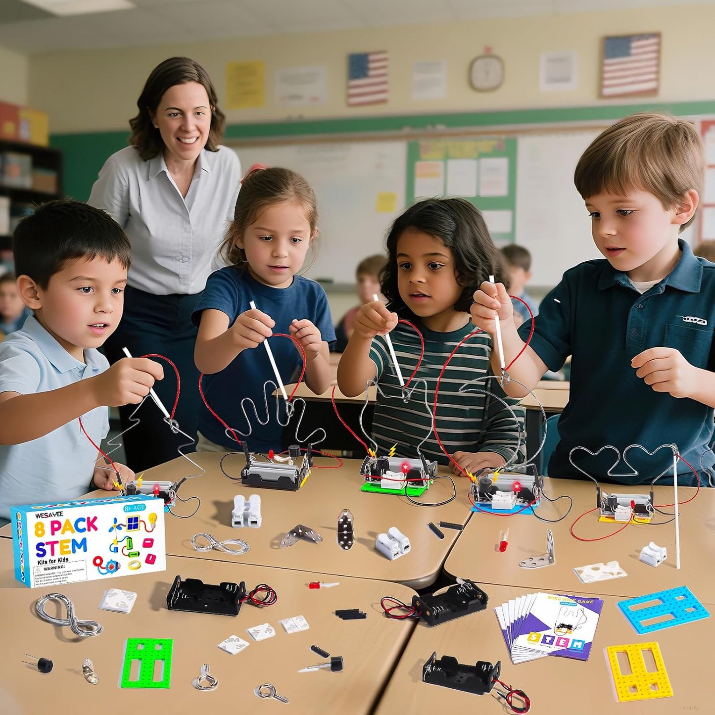 Bulk STEM Kits - 8 Set Electric Touch Maze Games, STEM Craft Kits for Kids Age 8-10 12-14 10-12, Science Experiments Projects Circuit, Girls Boys Crafts for Gift Ideas Classroom Family Activities