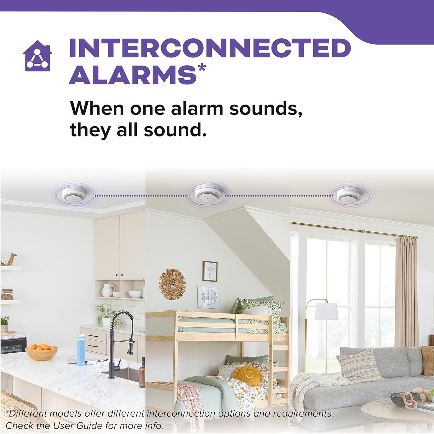 Kidde Hardwired Smoke & Carbon Monoxide Detector, 10-Year Battery Backup, Interconnectable LED Warning Light Indicators, 30CUA10