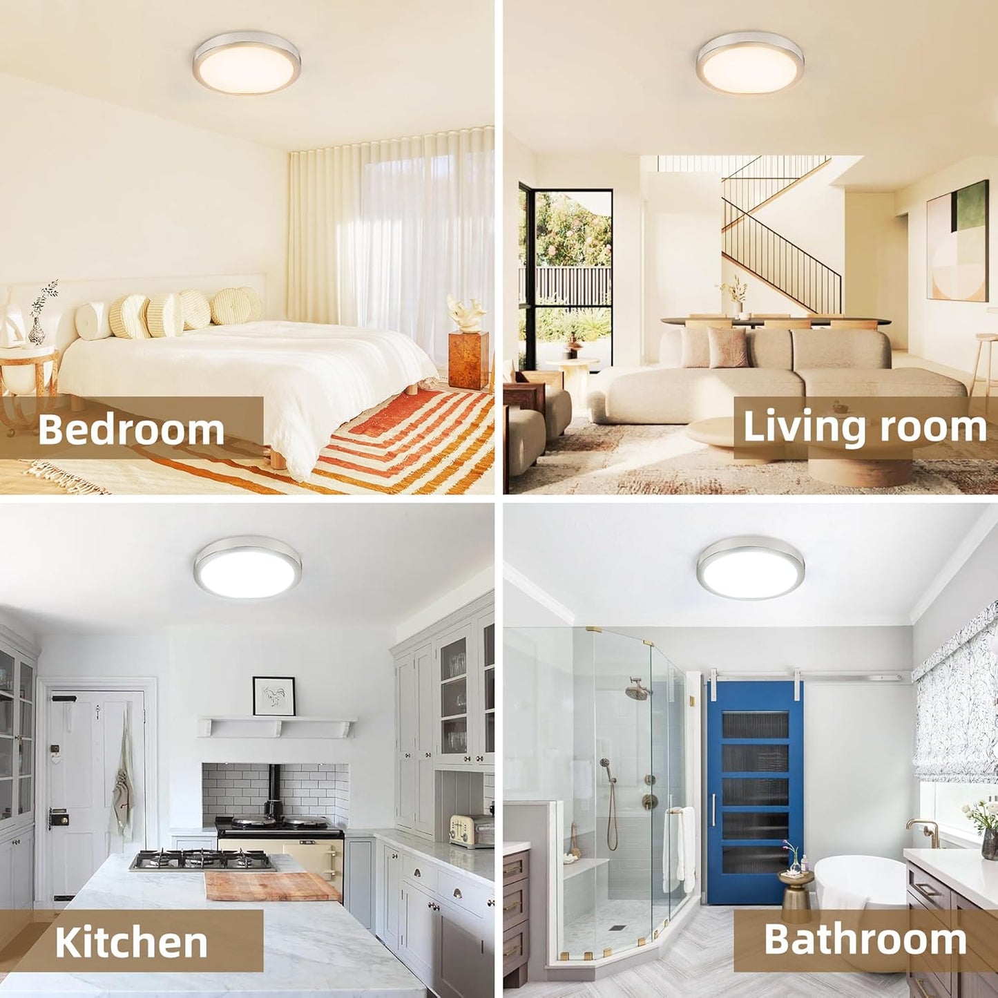 Hlite 6pack 9 Inch Flush Mount LED Ceiling Light Fixture,18W 1800LM Super Slim Light Fixtures Ceiling Mount 3000K/4000K/5000K 3CCT Selectable,Light Fixtures for Kitchen,Bedroom (Brush Nickel)