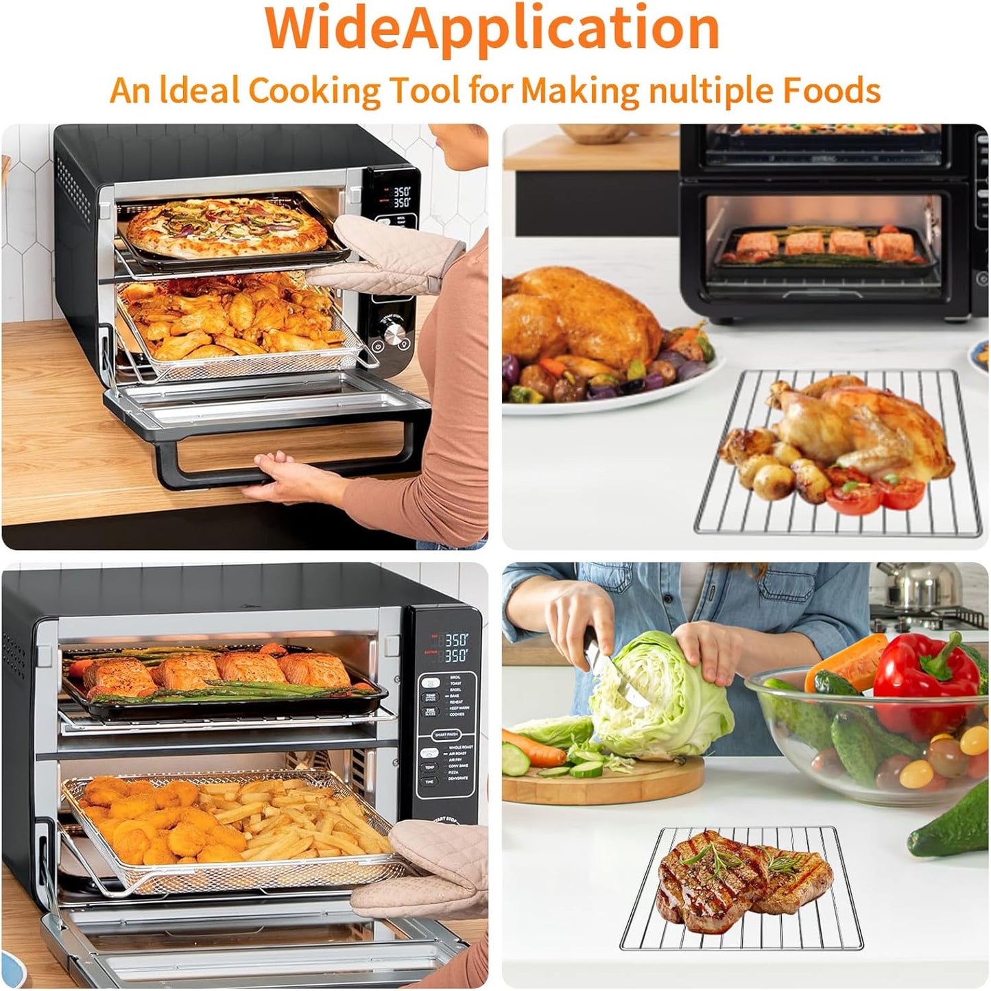Wire Rack for Ninja DCT451 12 in 1 Smart Double Oven, 13''×12.4'' Stainless Steel Toaster Oven Replacement Parts Accessories Dehydrator Grill Rack for DCT601 DCT651 DCT401 DCT402BK Double Oven