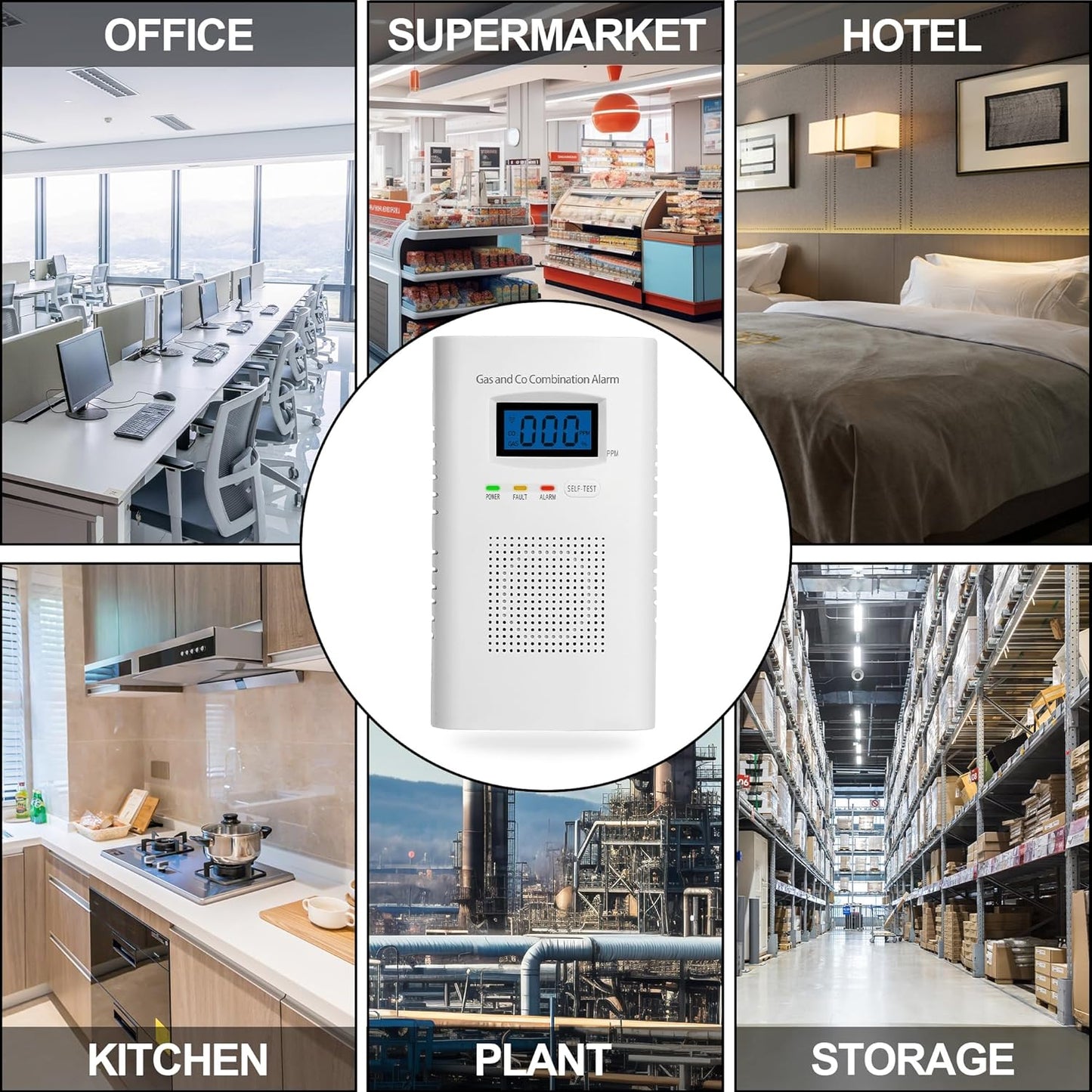 Plug in Combination Gas & Carbon Monoxide Detectors - Natural Gas Detectors & Carbon Monoxide Alarm for Home, Co Detector & Gas Detectors with Digital Display,Holds 9V Battery (not Included)