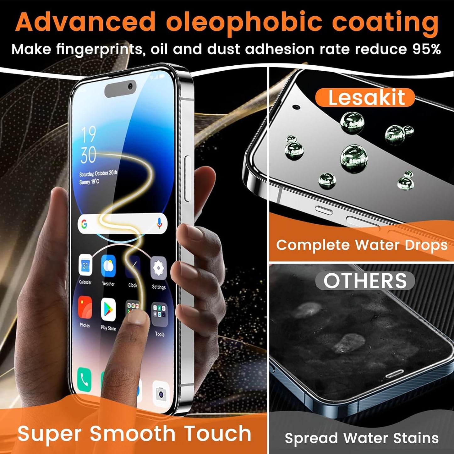 3+3 Pack Privacy Screen Protector for iPhone 14 Pro 6.1-Inch with 3 Pack Camera Lens Protector, Anti Spy Tempered Glass Film 9H Hardness Bubble Free Case Friendly