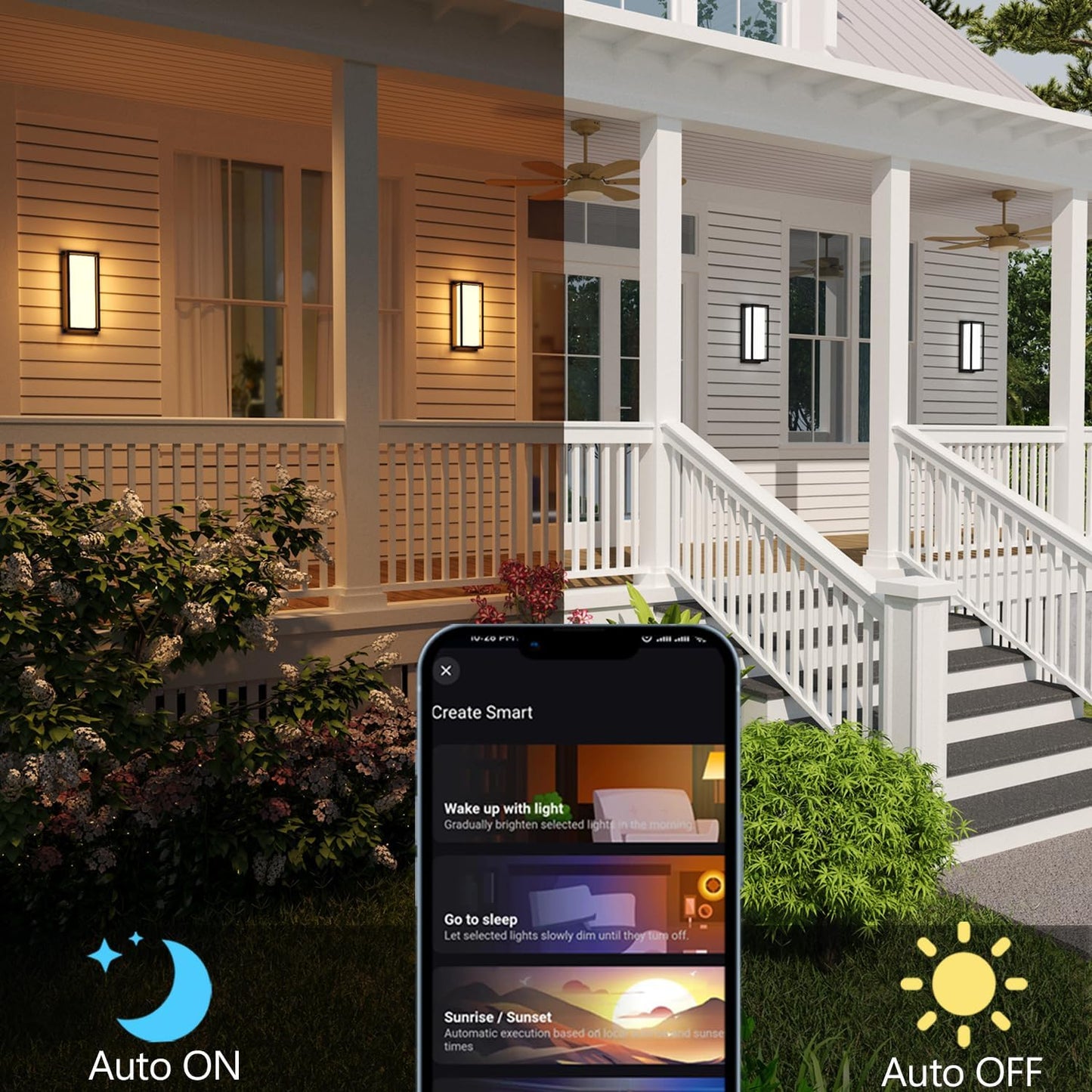 Smart Outdoor Lights Color Changing 2 Pack, RGB+2700K-6500K Outdoor Wall Sconce Aluminum Exterior Lighting Fixtures Waterproof Antirust, APP Control Up and Down Lights